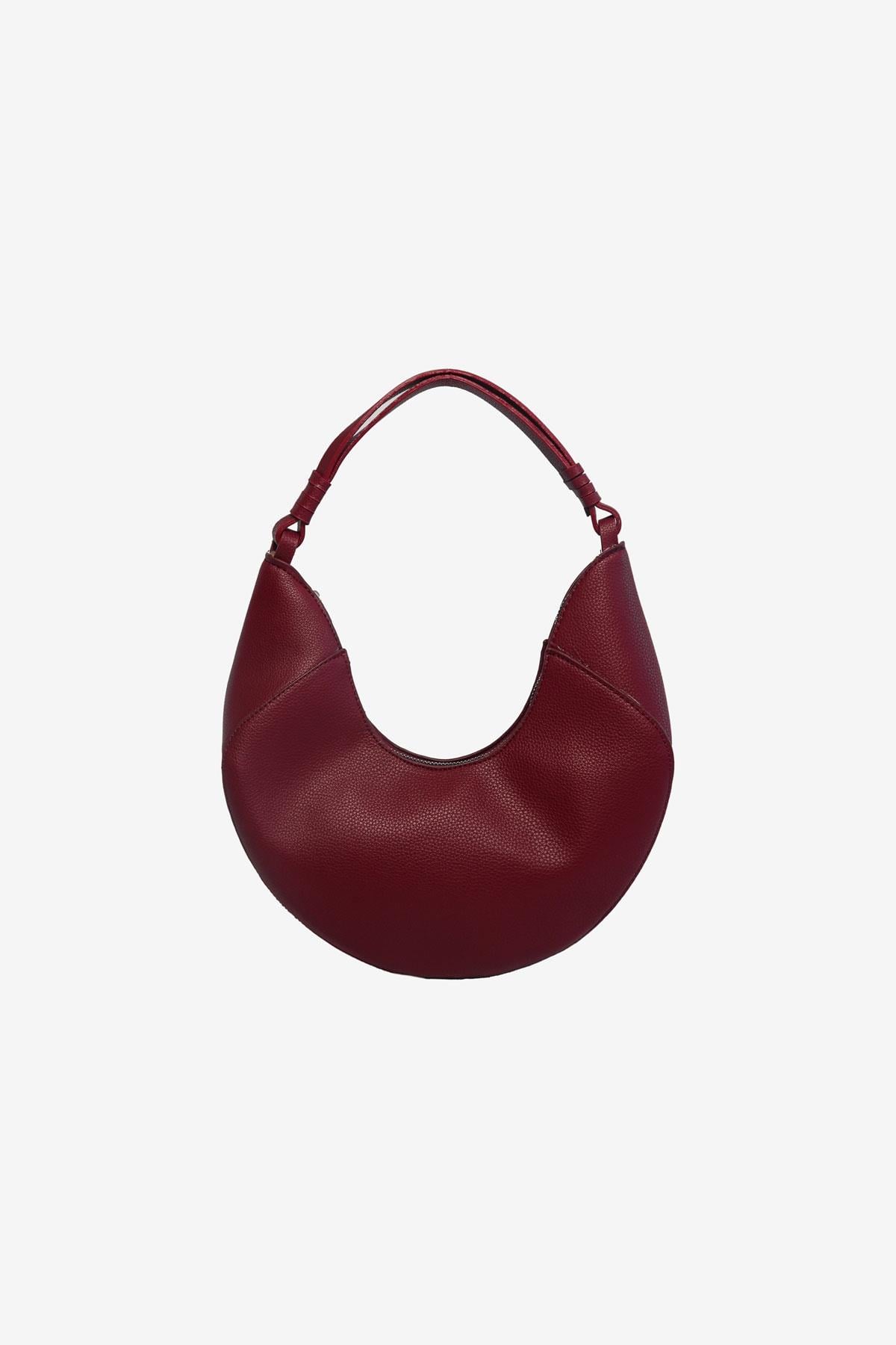 Cielo Oval Baget Bordo Mat Çanta