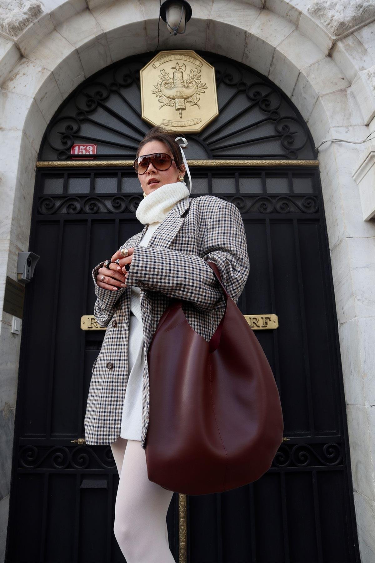 Florance Tek Saplı Bordo Mat Çanta