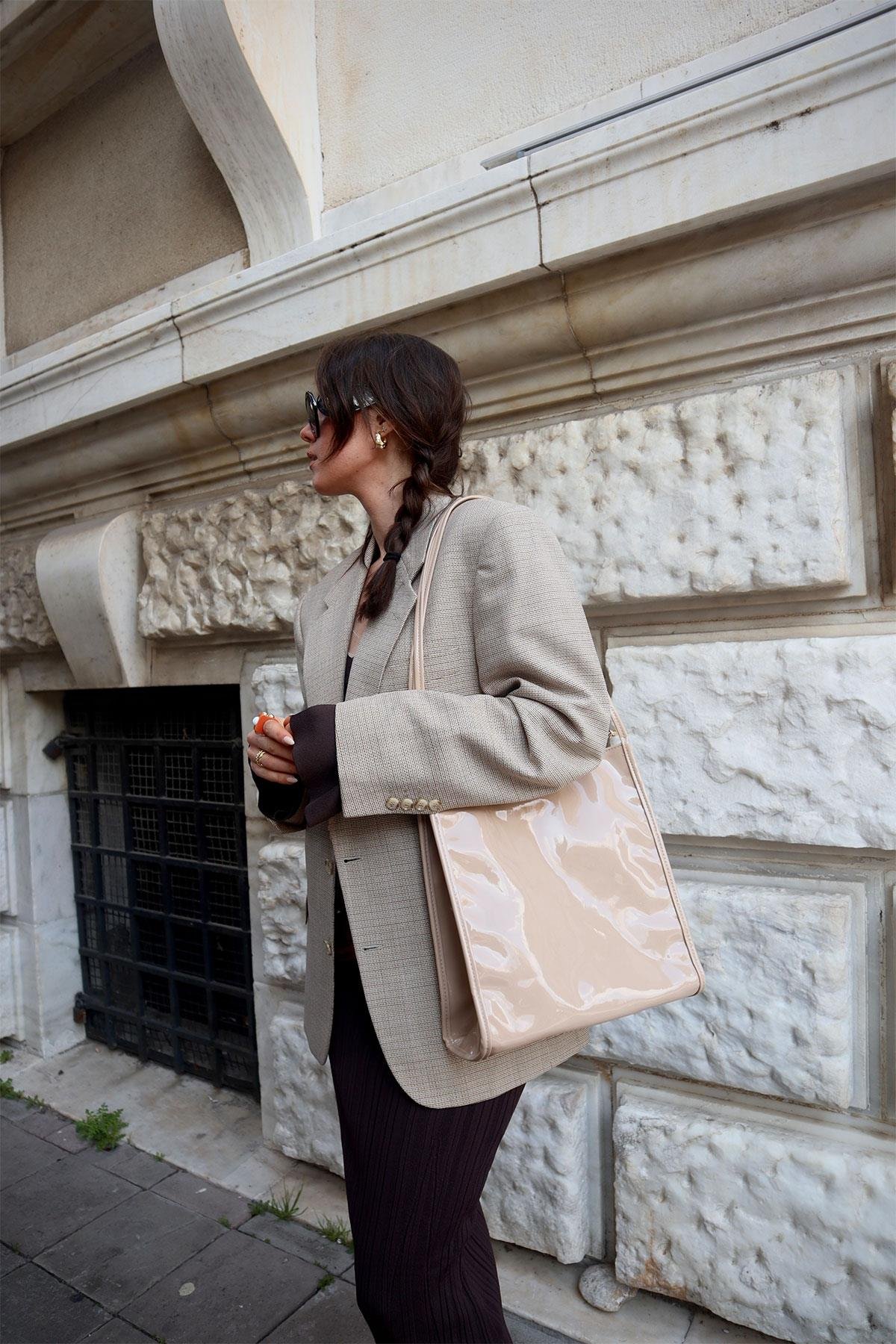 Georgina Çift Saplı Bej Rugan Çanta