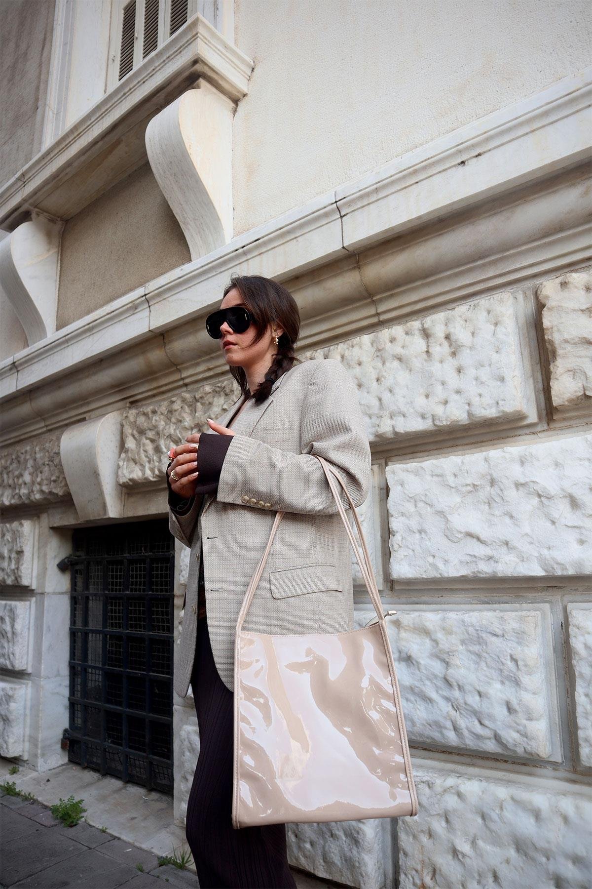 Georgina Çift Saplı Bej Rugan Çanta