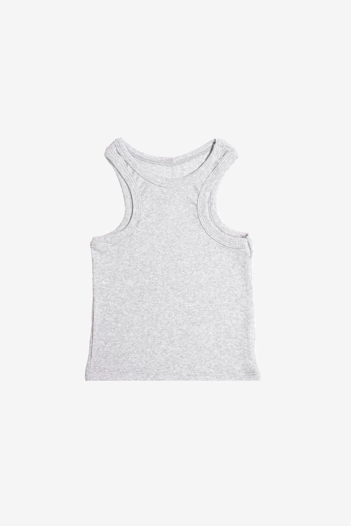 MORE-103 Halter Yaka Detaylı Gri Crop Top