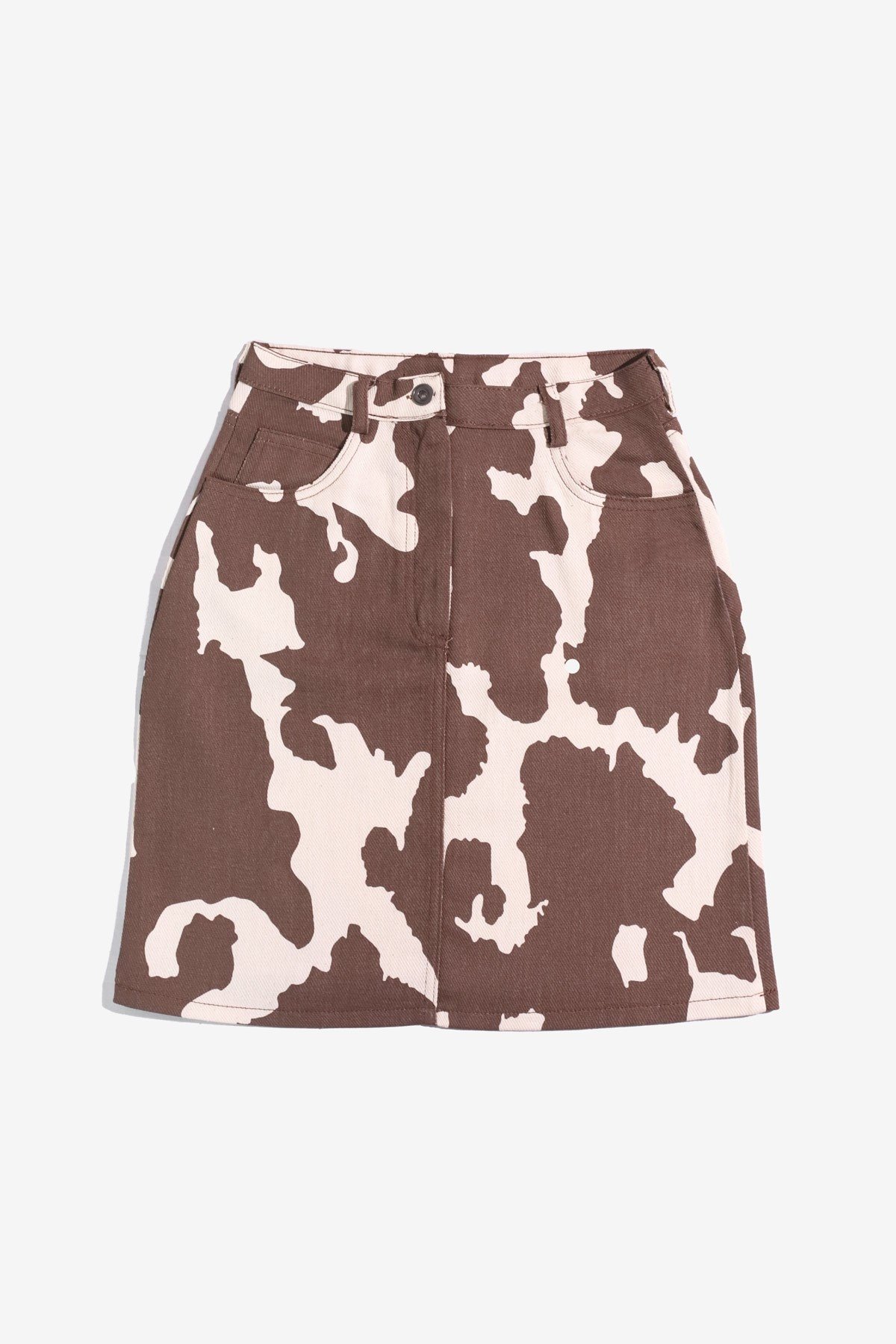 MORE-110 Cow Desenli Taba Keten Etek