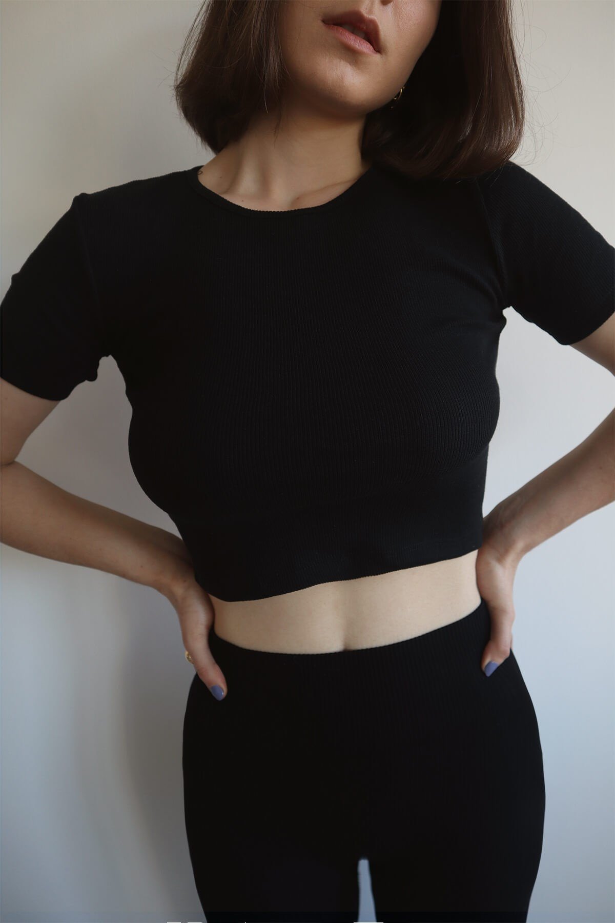 MORE-119 Siyah Basic Crop Top