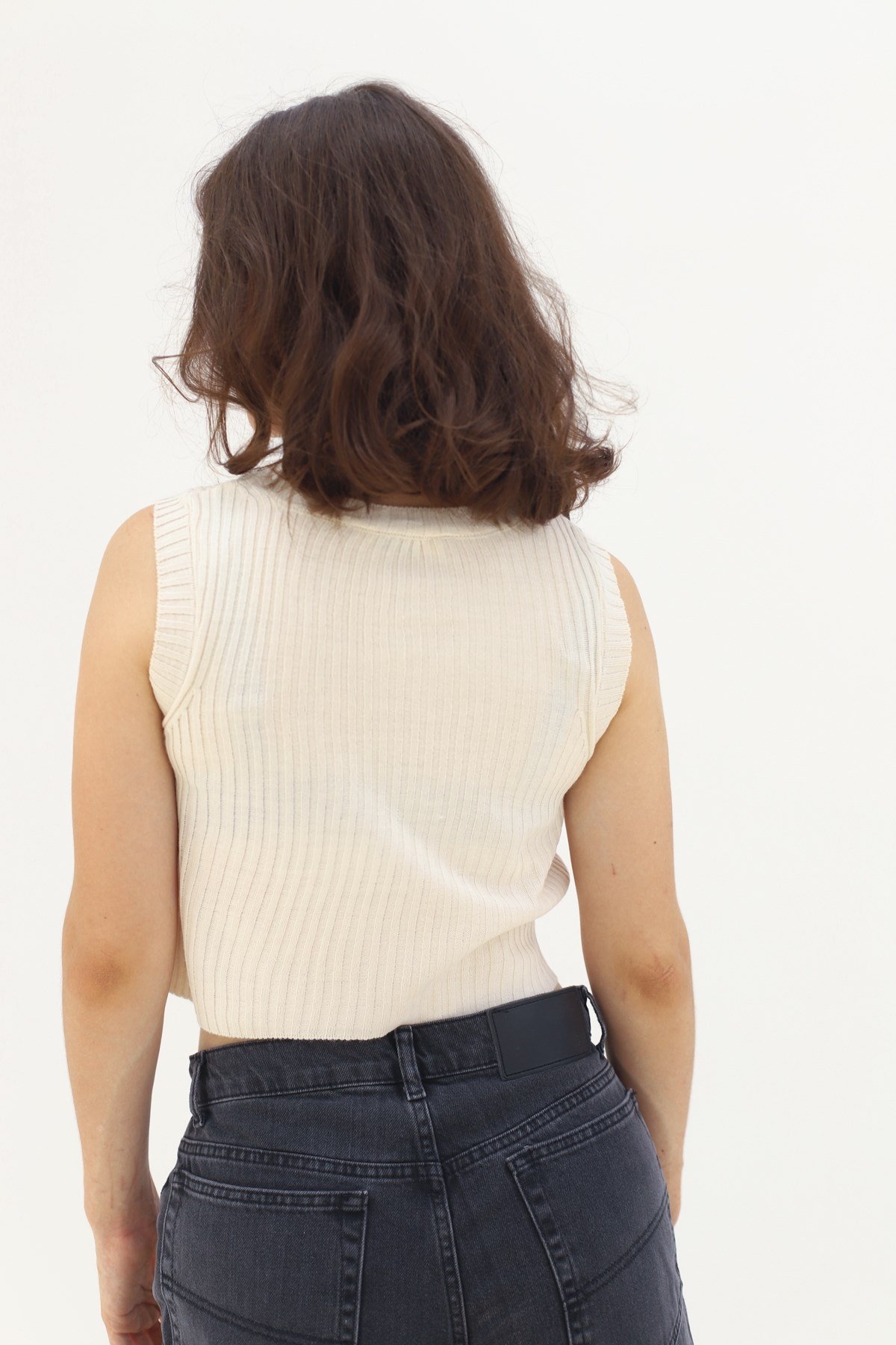 MORE-132 Triko Bej Crop Top