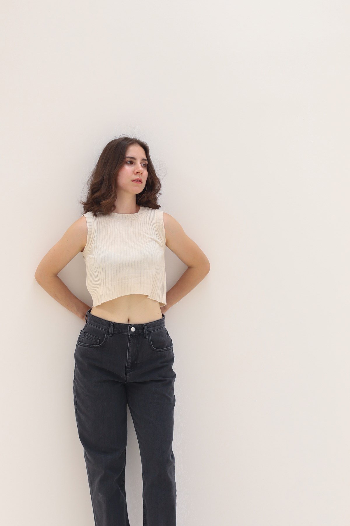 MORE-132 Triko Bej Crop Top