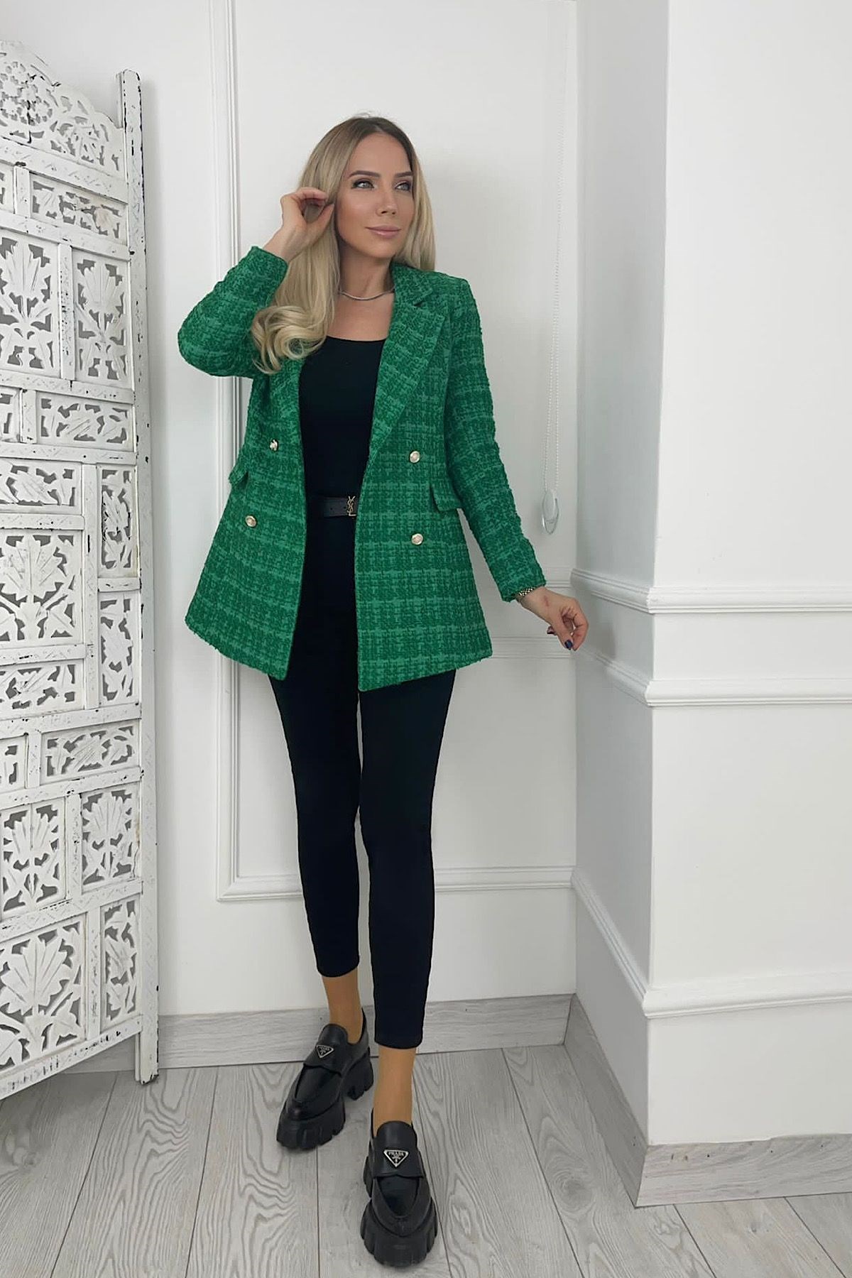 Blazer Tüvit Ceket Yeşil