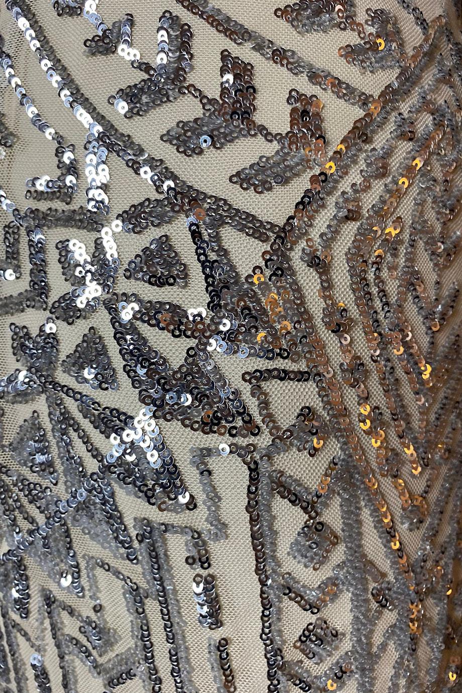 G0578 Payet Tasarım Abiye Elbise Silver