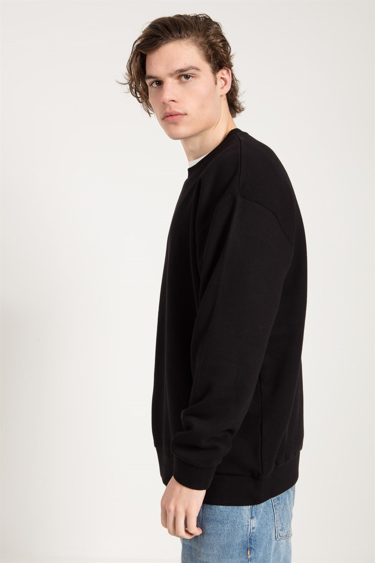 Oversized Sweatshirt in Black with Acid Wash