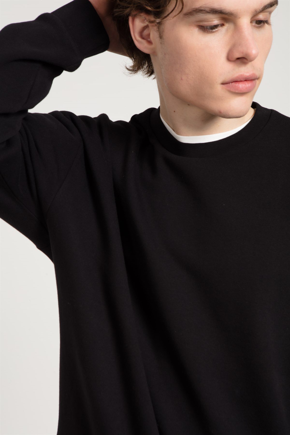 Oversized Sweatshirt in Black with Acid Wash