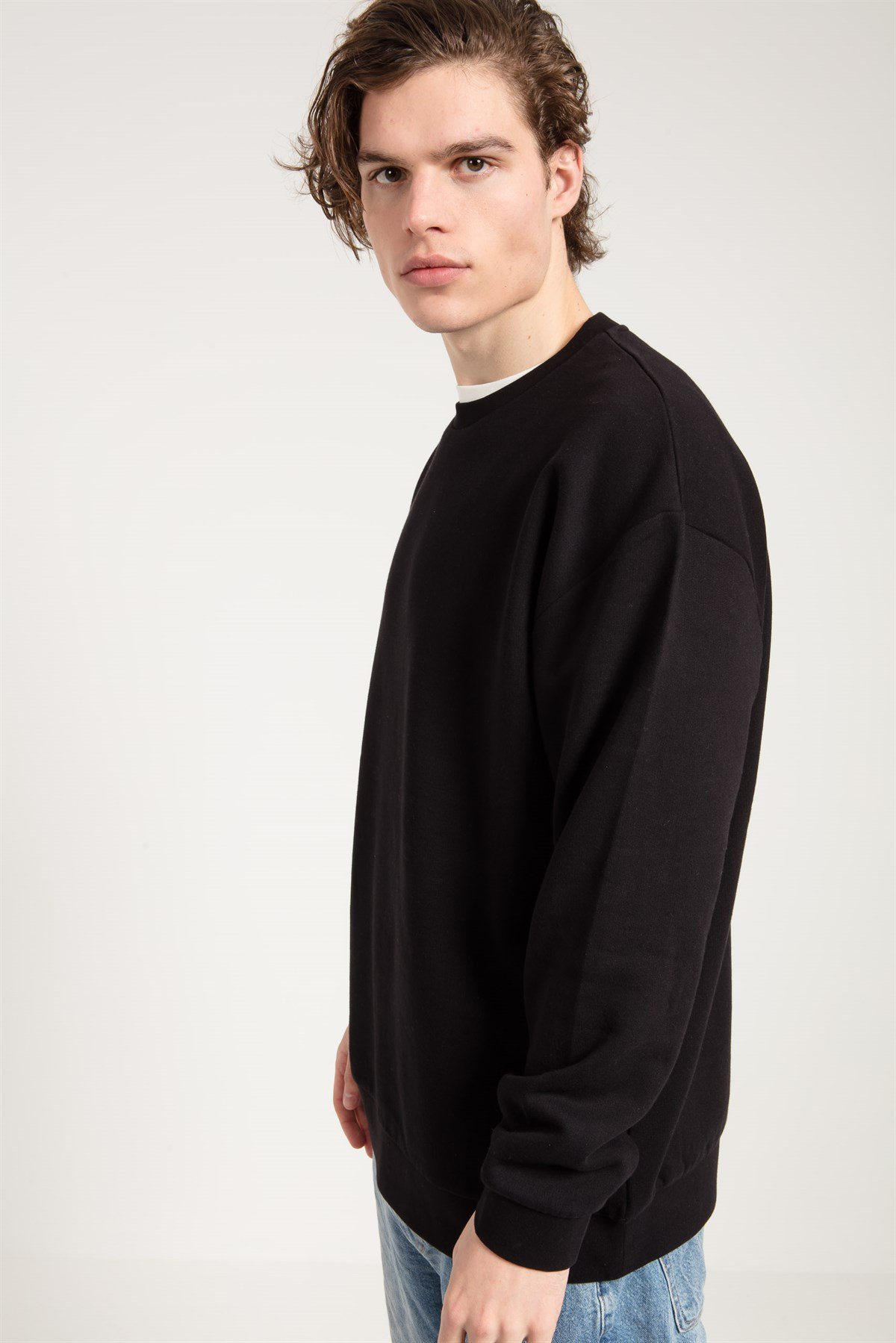 Oversized Sweatshirt in Black with Acid Wash