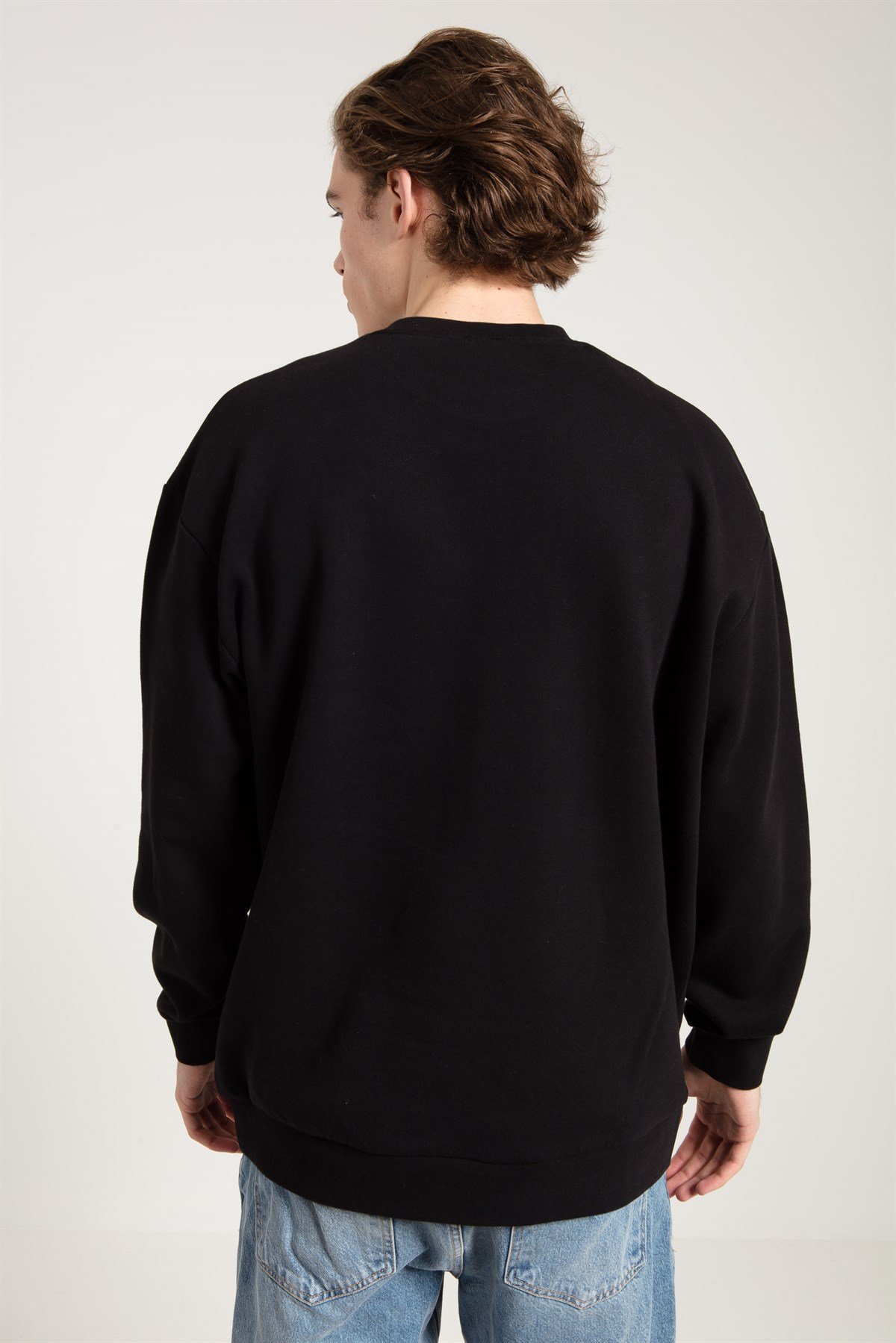 Oversized Sweatshirt in Black with Acid Wash