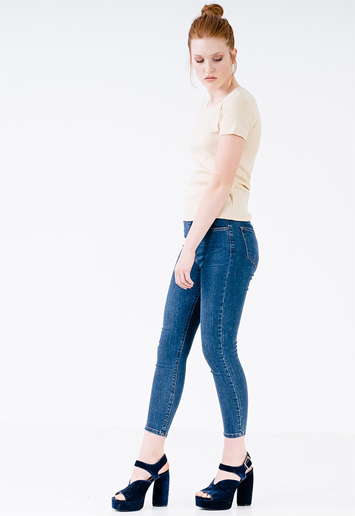 Blank T-shirt in Beige in Rib
