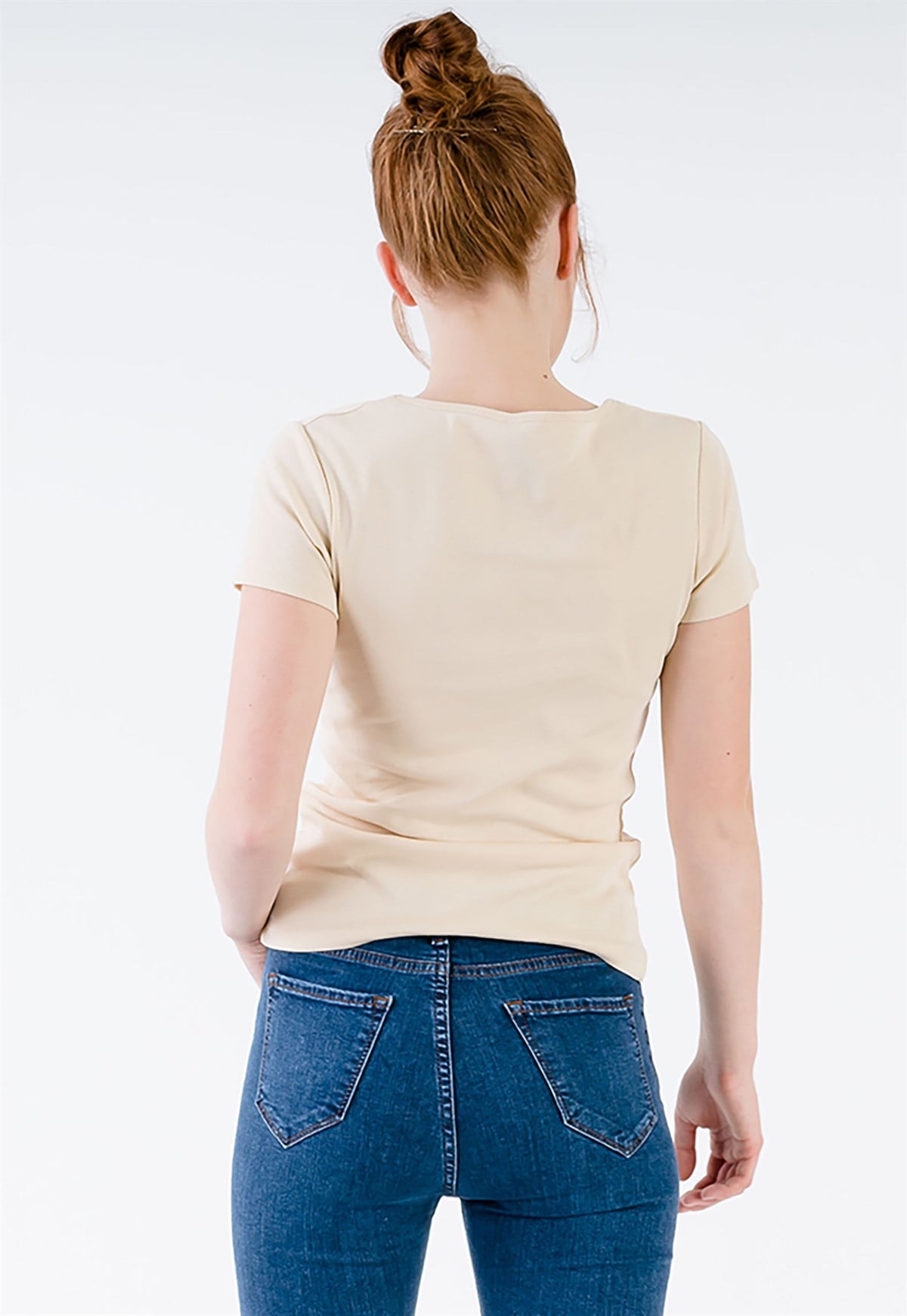 Blank T-shirt in Beige in Rib