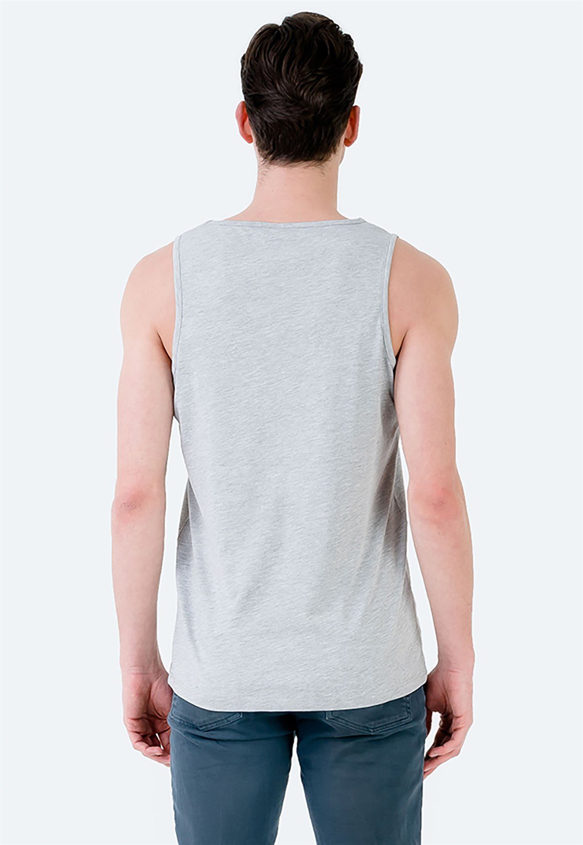 Basic Bisiklet Yaka Gri Erkek Atlet