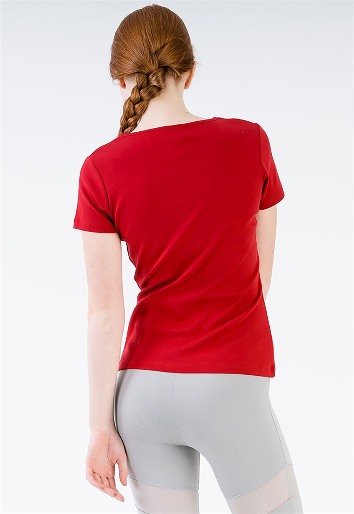 Basic Bisiklet Yaka Kırmızı Kadın T-shirt