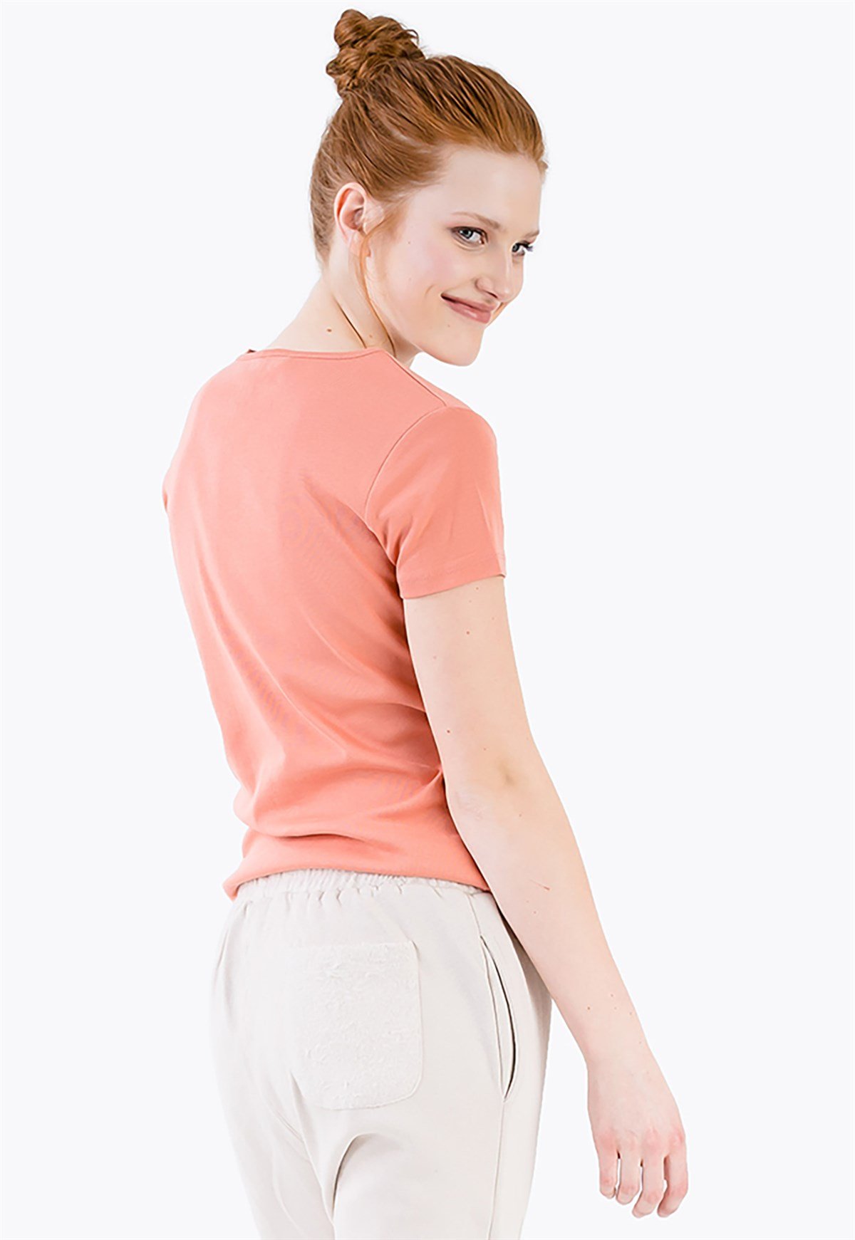 Basic Rib T-shirt in Pink