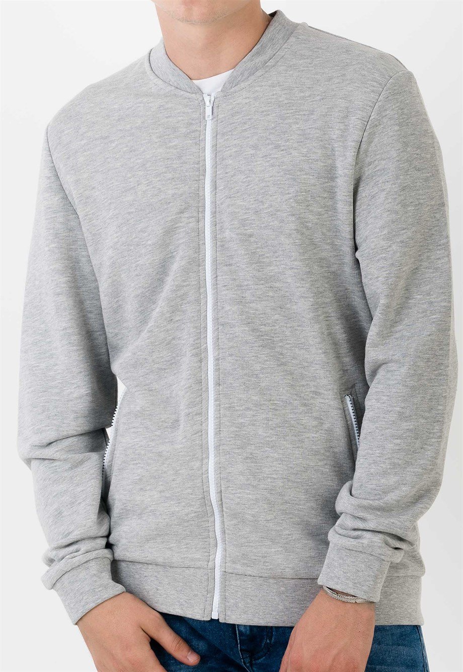 Basic Gri Erkek Bomber Ceket