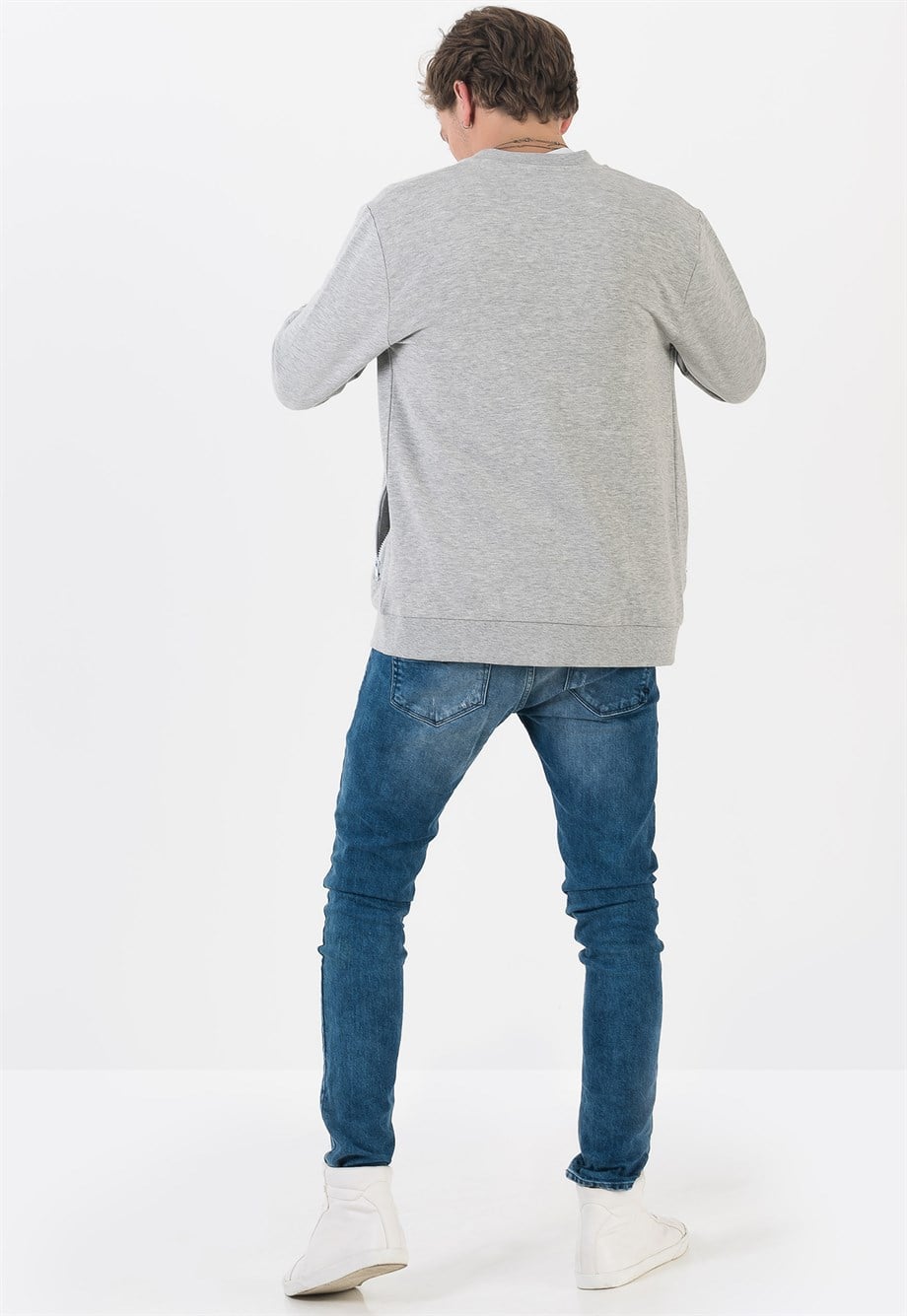 Basic Gri Erkek Bomber Ceket