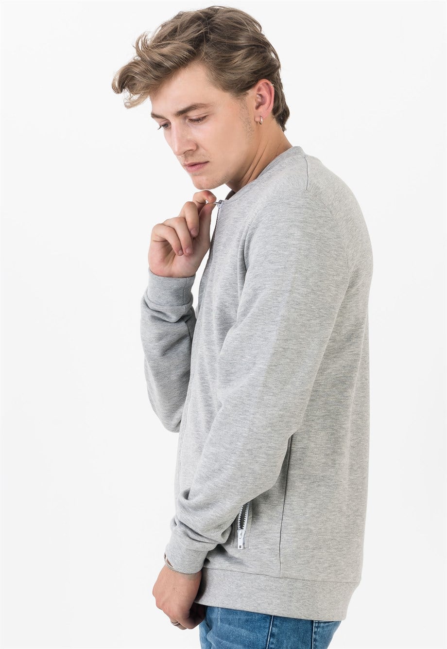 Basic Gri Erkek Bomber Ceket