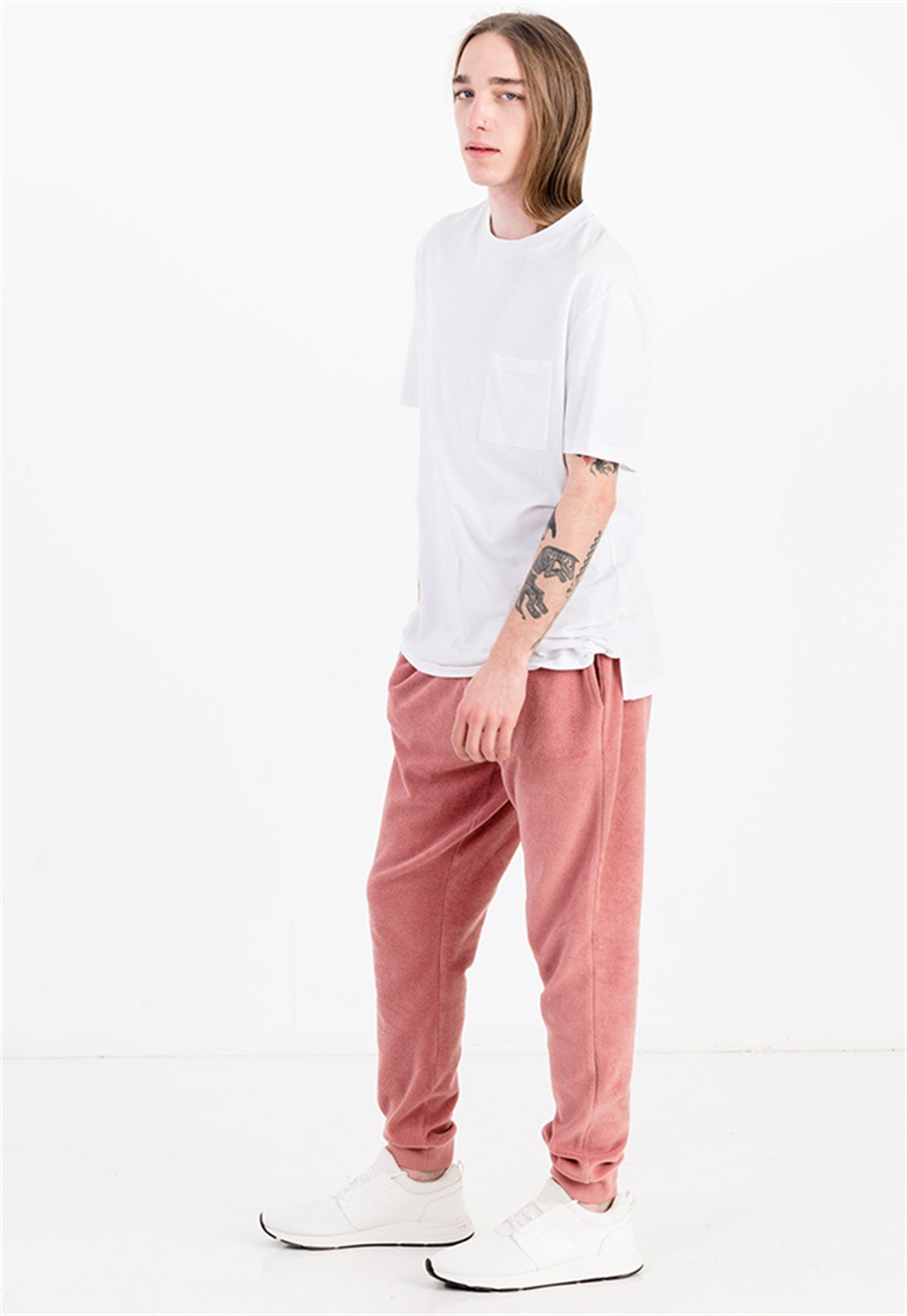 Slim Fit Fleece Joggers in Pink