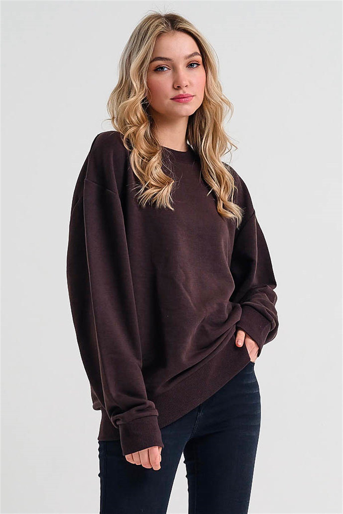 Basic Extreme Oversized Sweatshirt in Brown