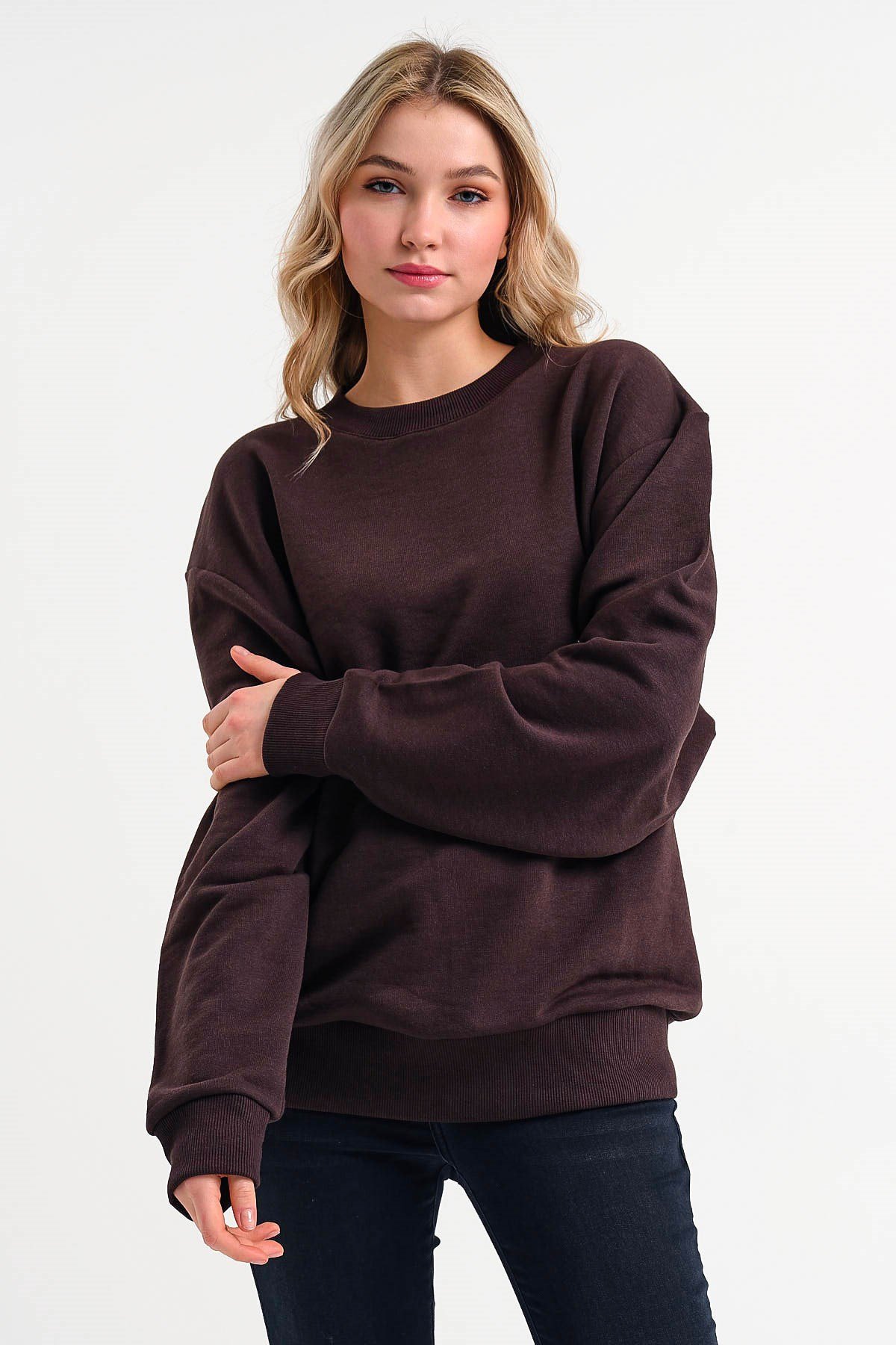 Basic Extreme Oversized Sweatshirt in Brown