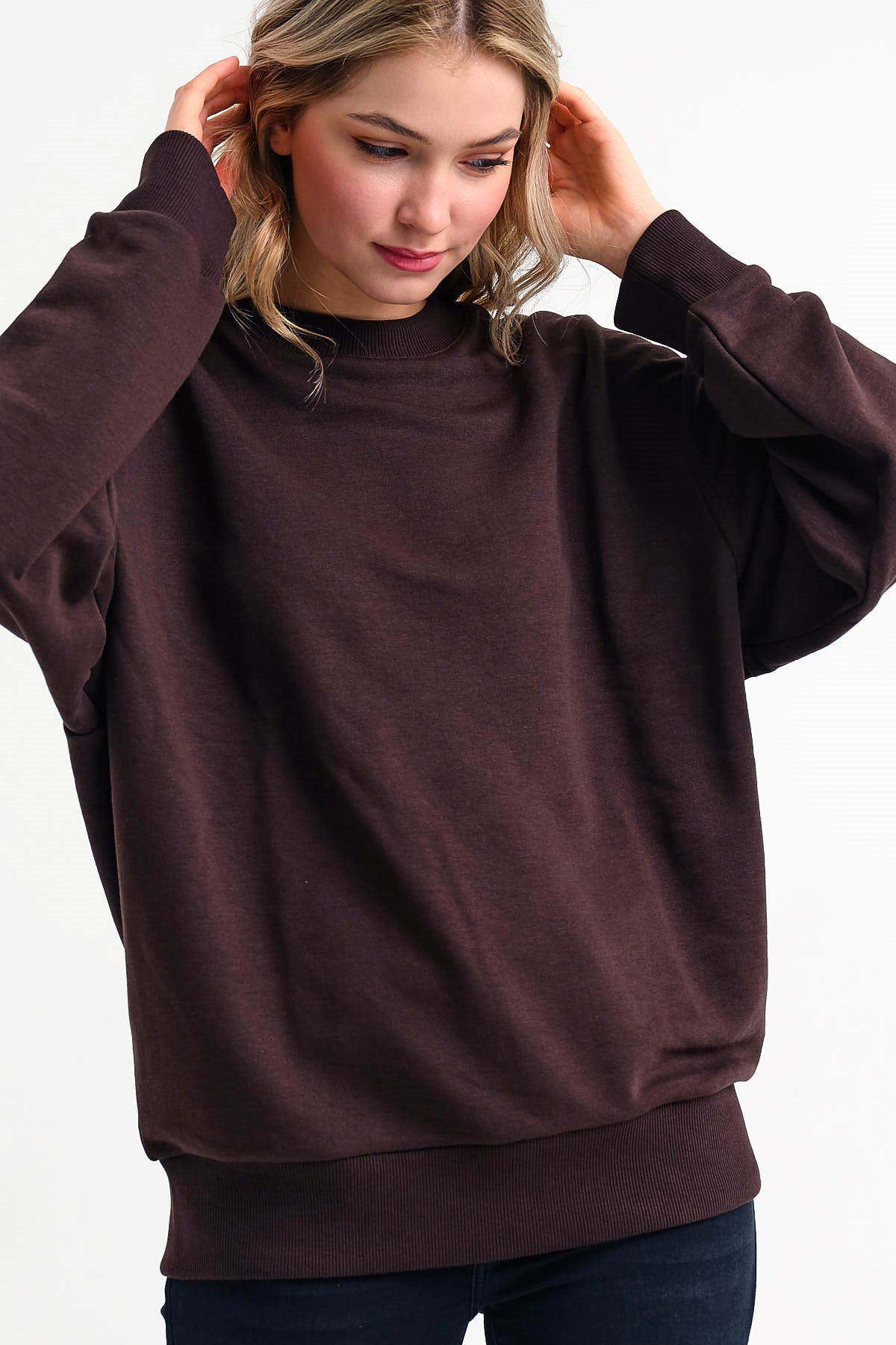 Basic Extreme Oversized Sweatshirt in Brown