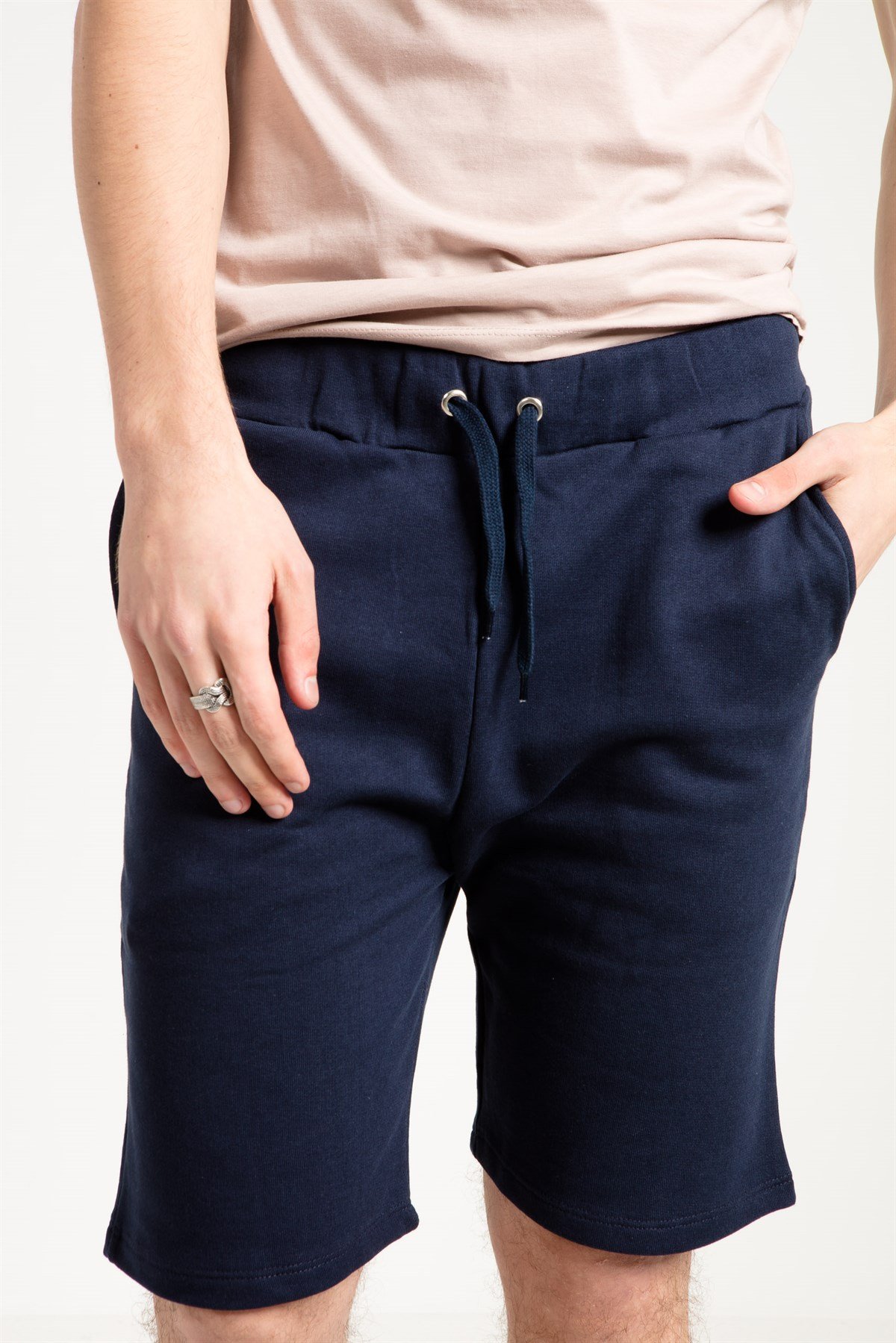 Jersey Shorts in Navy with Side Pockets