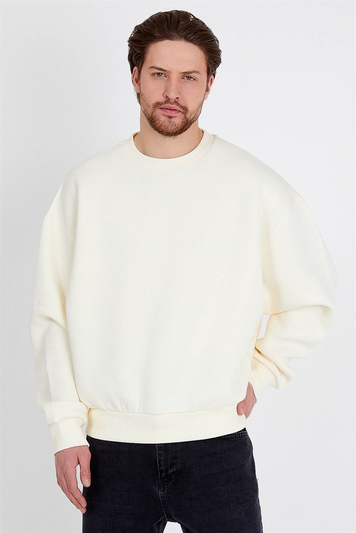 Basic Oversized Sweatshirt in Beige