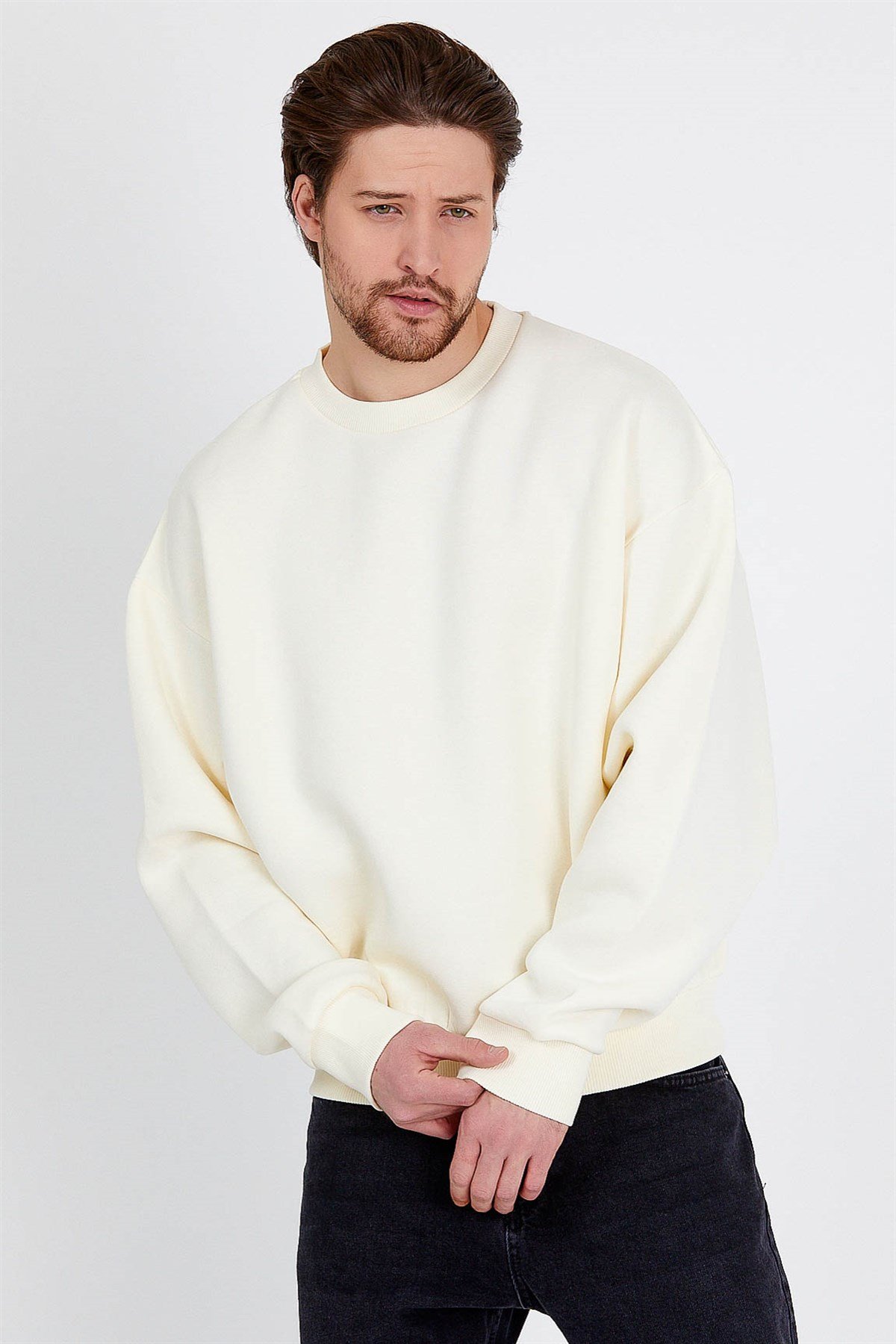 Basic Oversized Sweatshirt in Beige