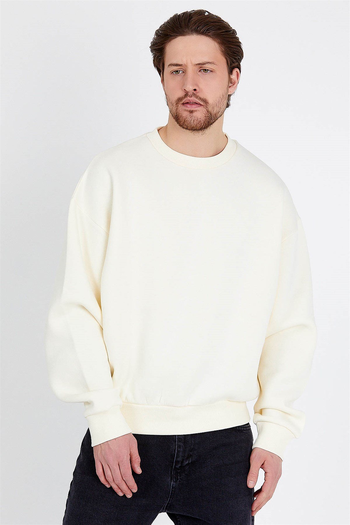 Basic Oversized Sweatshirt in Beige