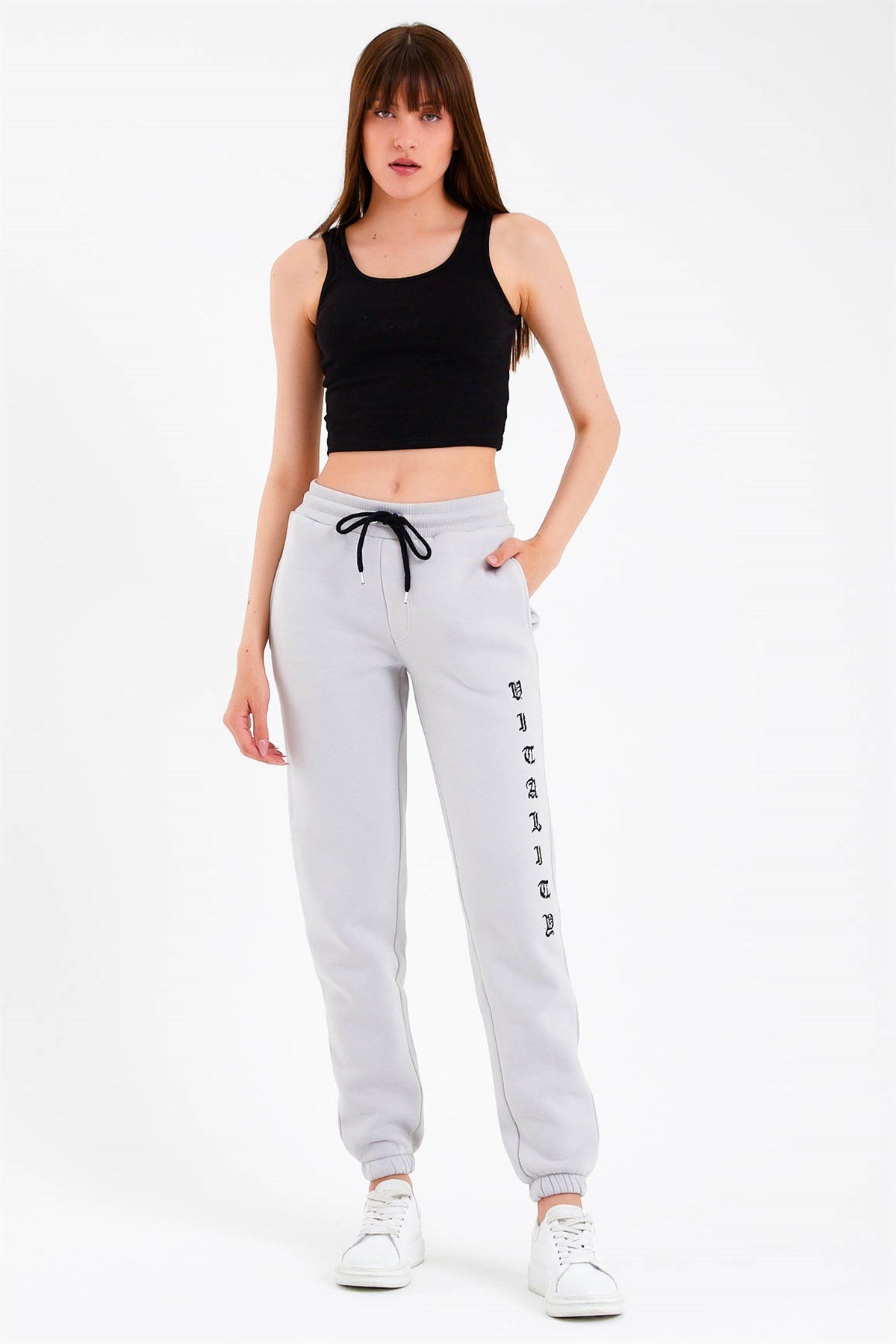 Printed Oversized Jogger in Grey