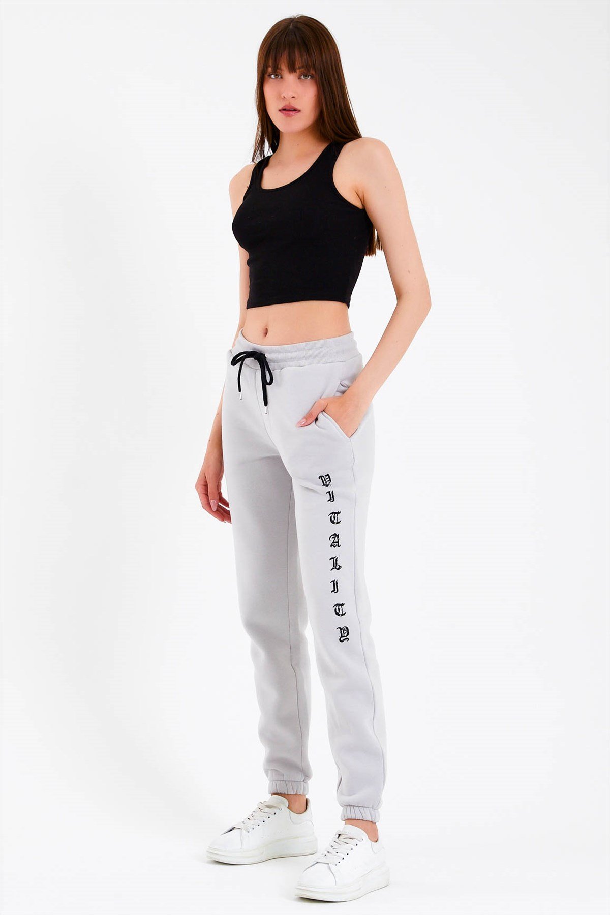 Printed Oversized Jogger in Grey