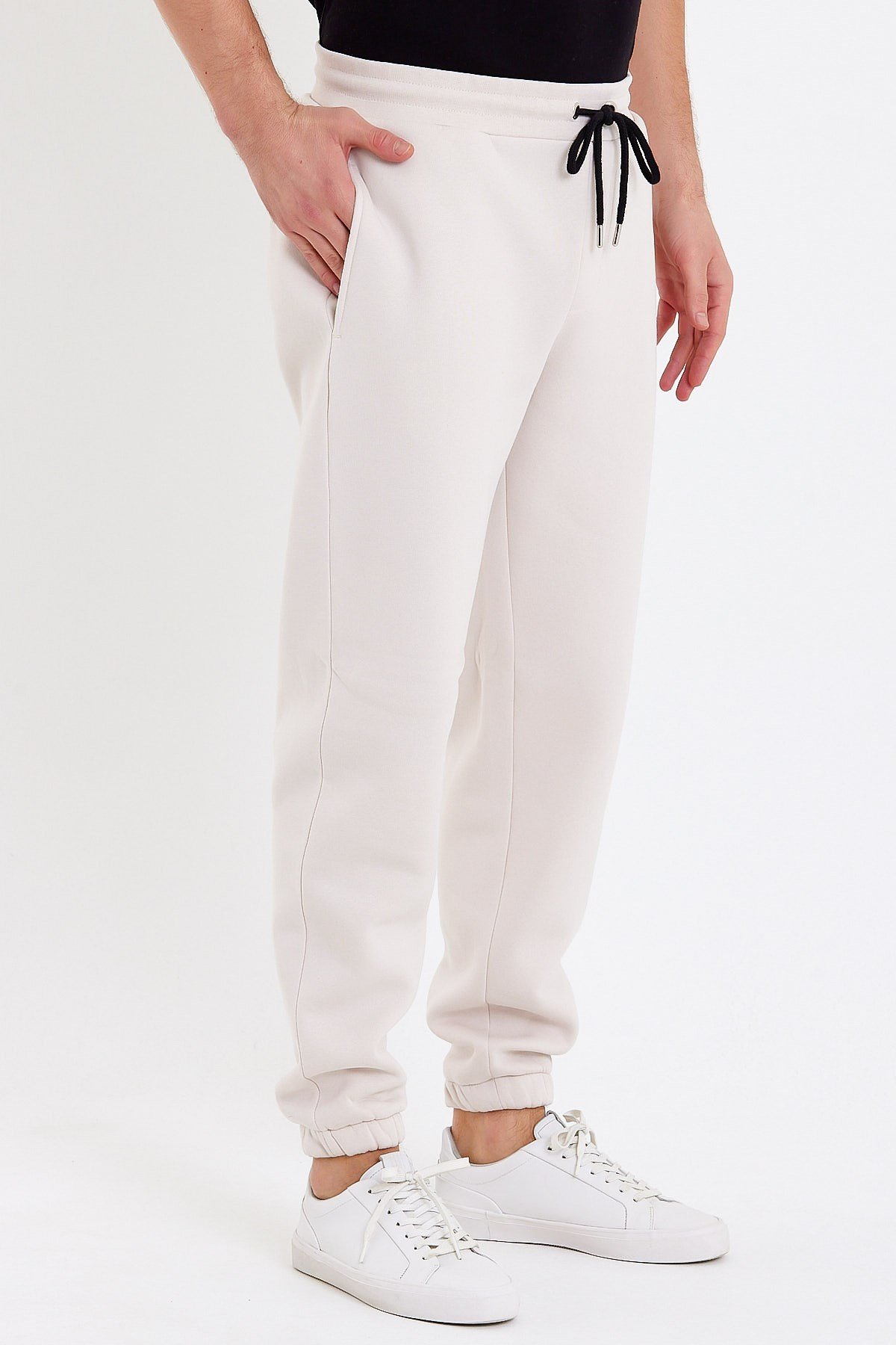 Baskılı Oversize Krem Erkek Eşofman