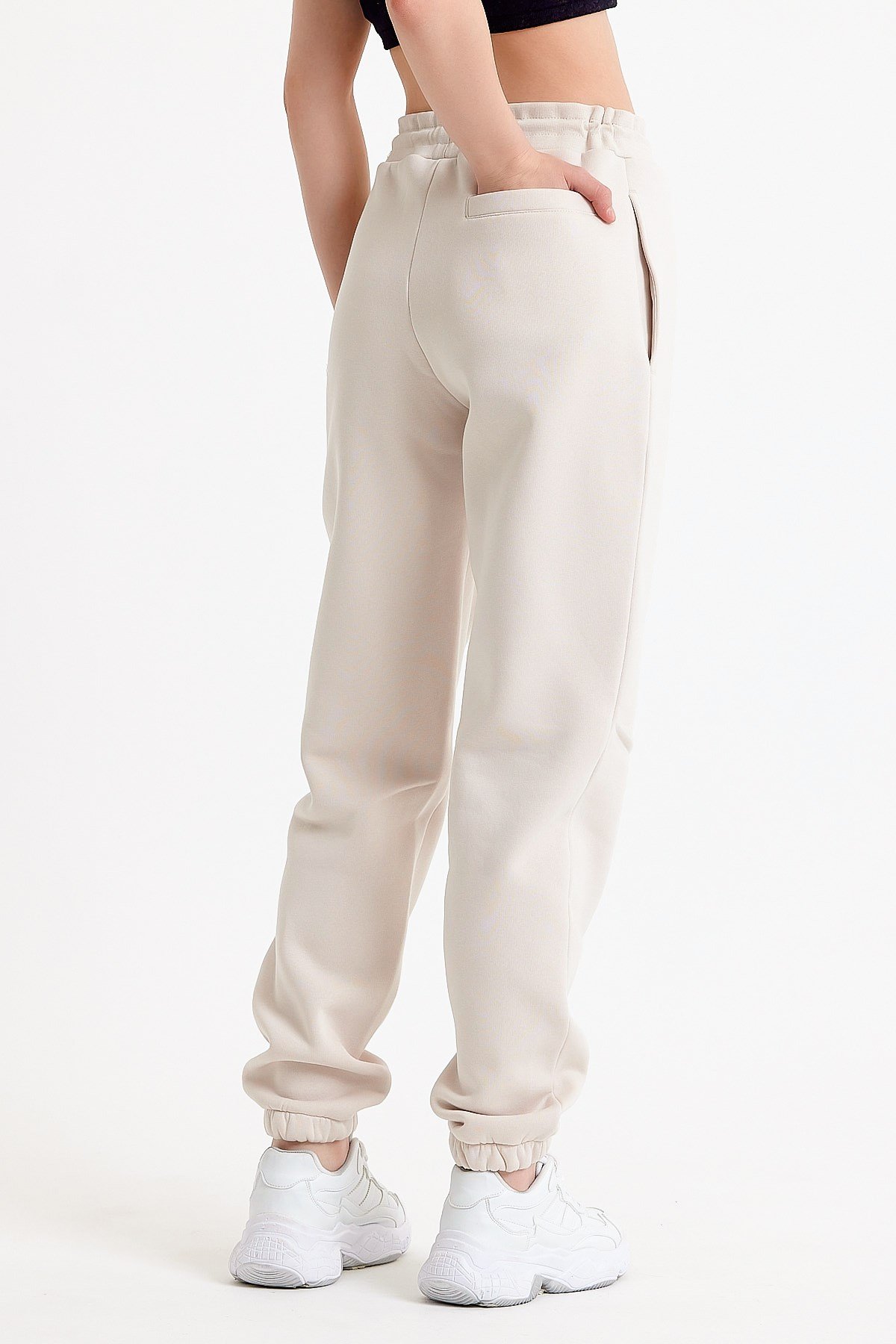 Baskılı Oversize Krem Kadın Eşofman