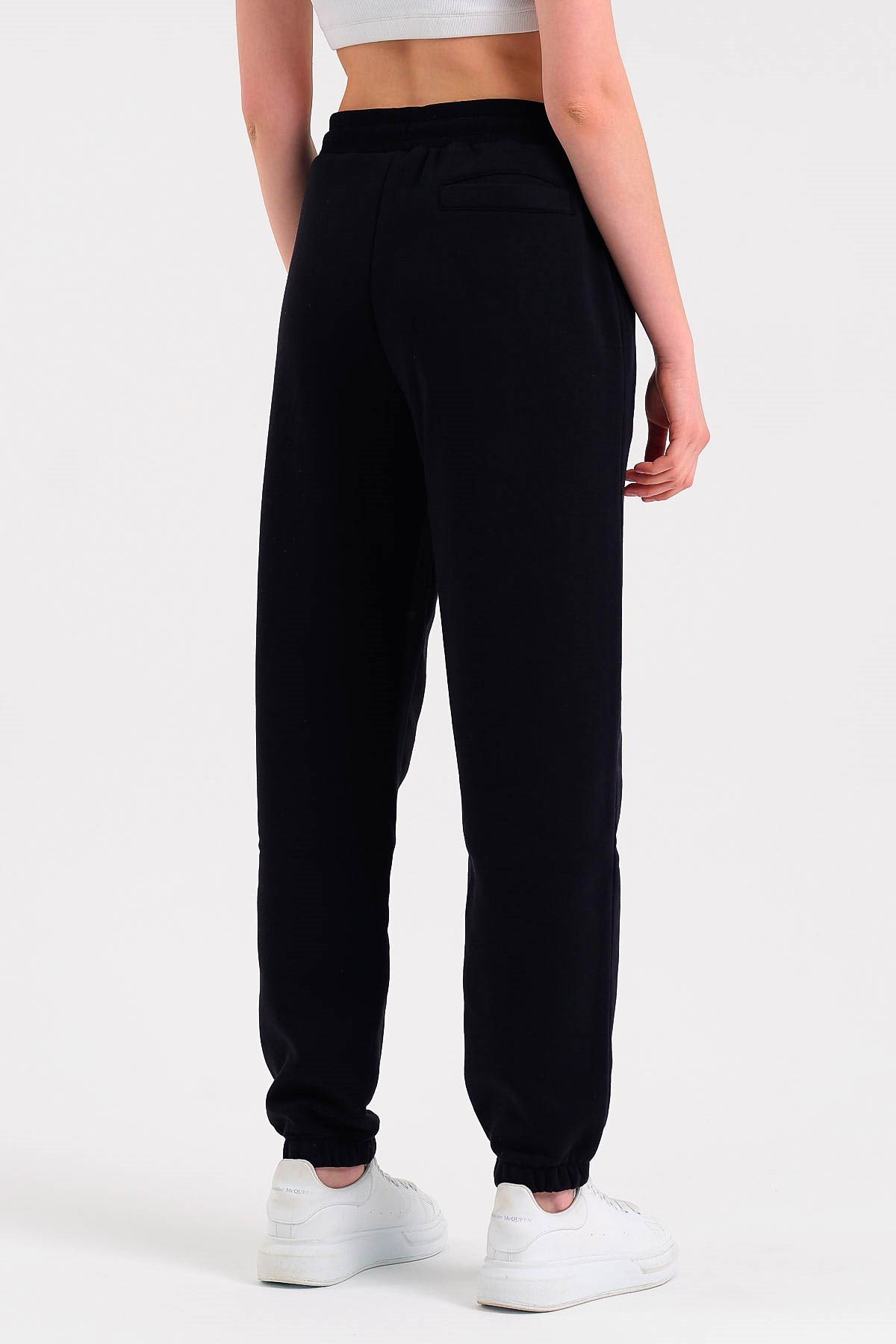 Baskılı Oversize Siyah Kadın Eşofman Altı