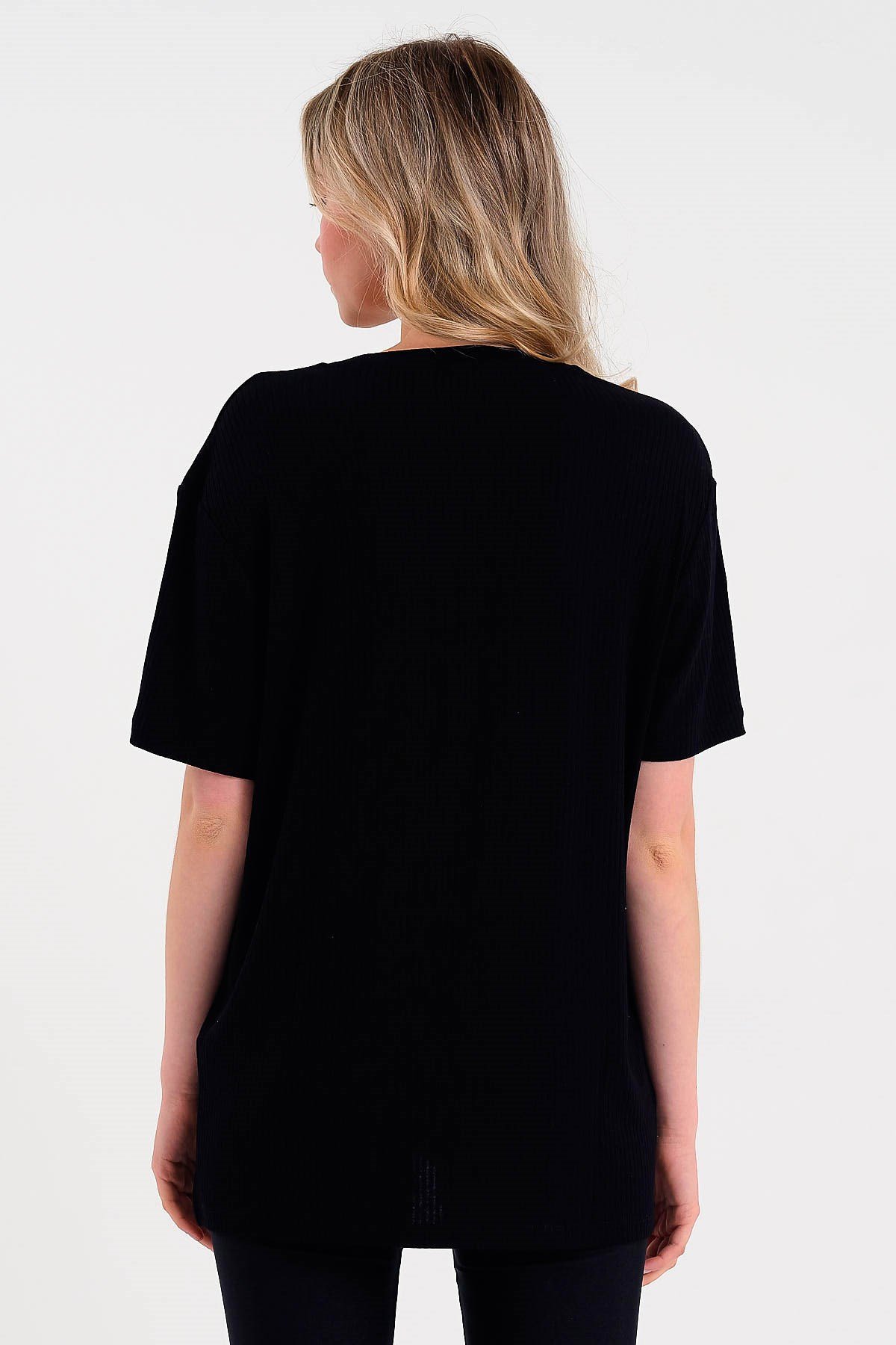 Oversized Basic T-shirt in Black with Print
