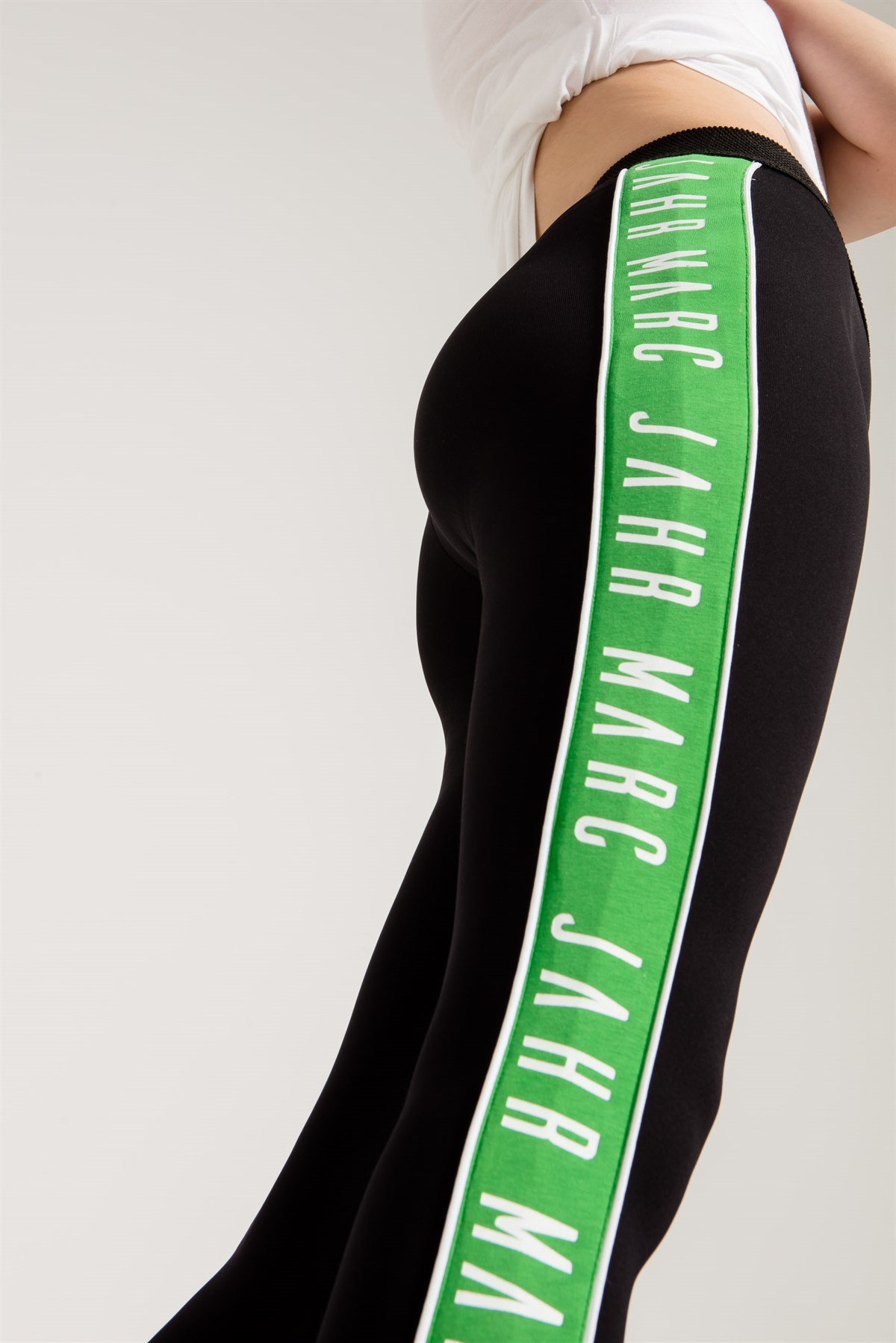 High Waisted Brand Print Leggings in Black