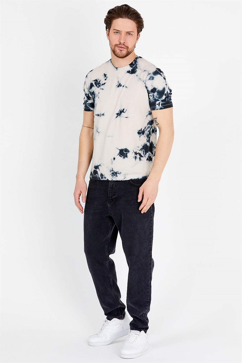 Batik Yıkamalı Gri Erkek T-shirt