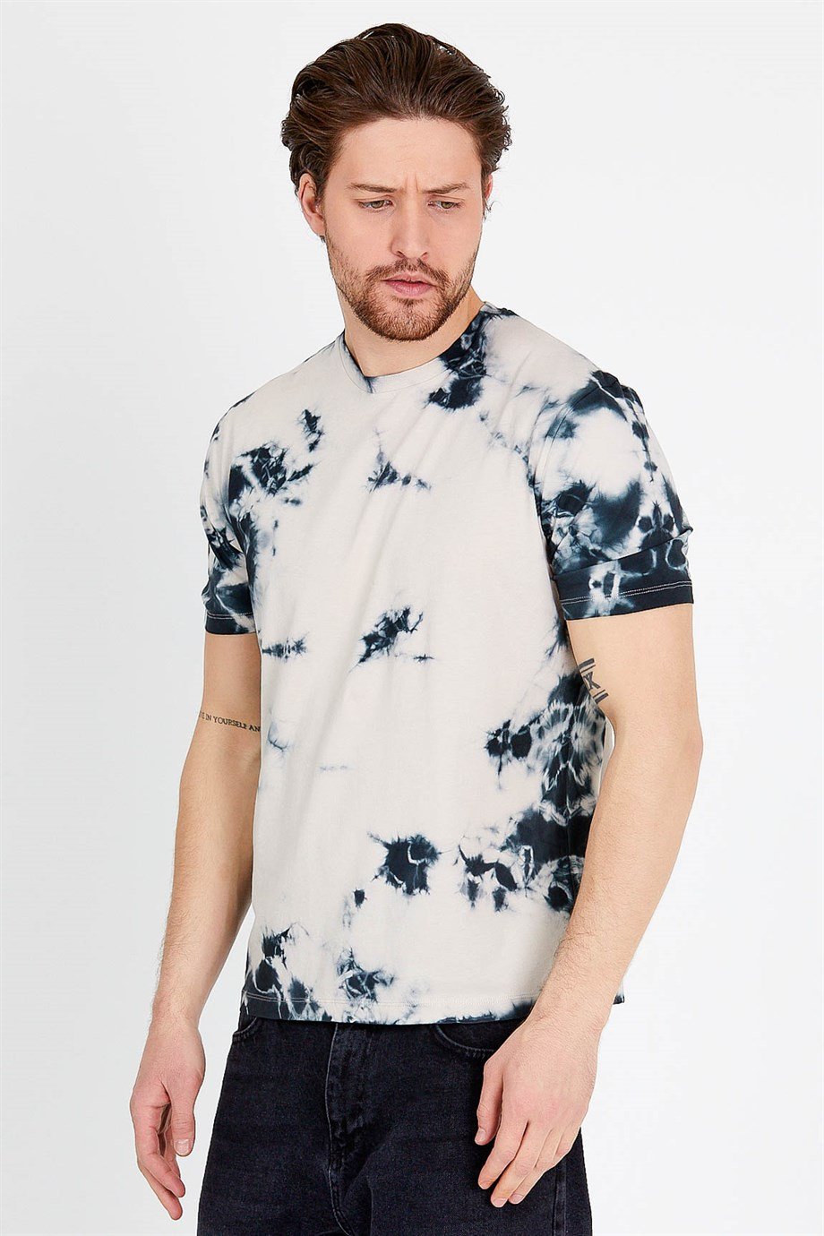 Batik Yıkamalı Gri Erkek T-shirt