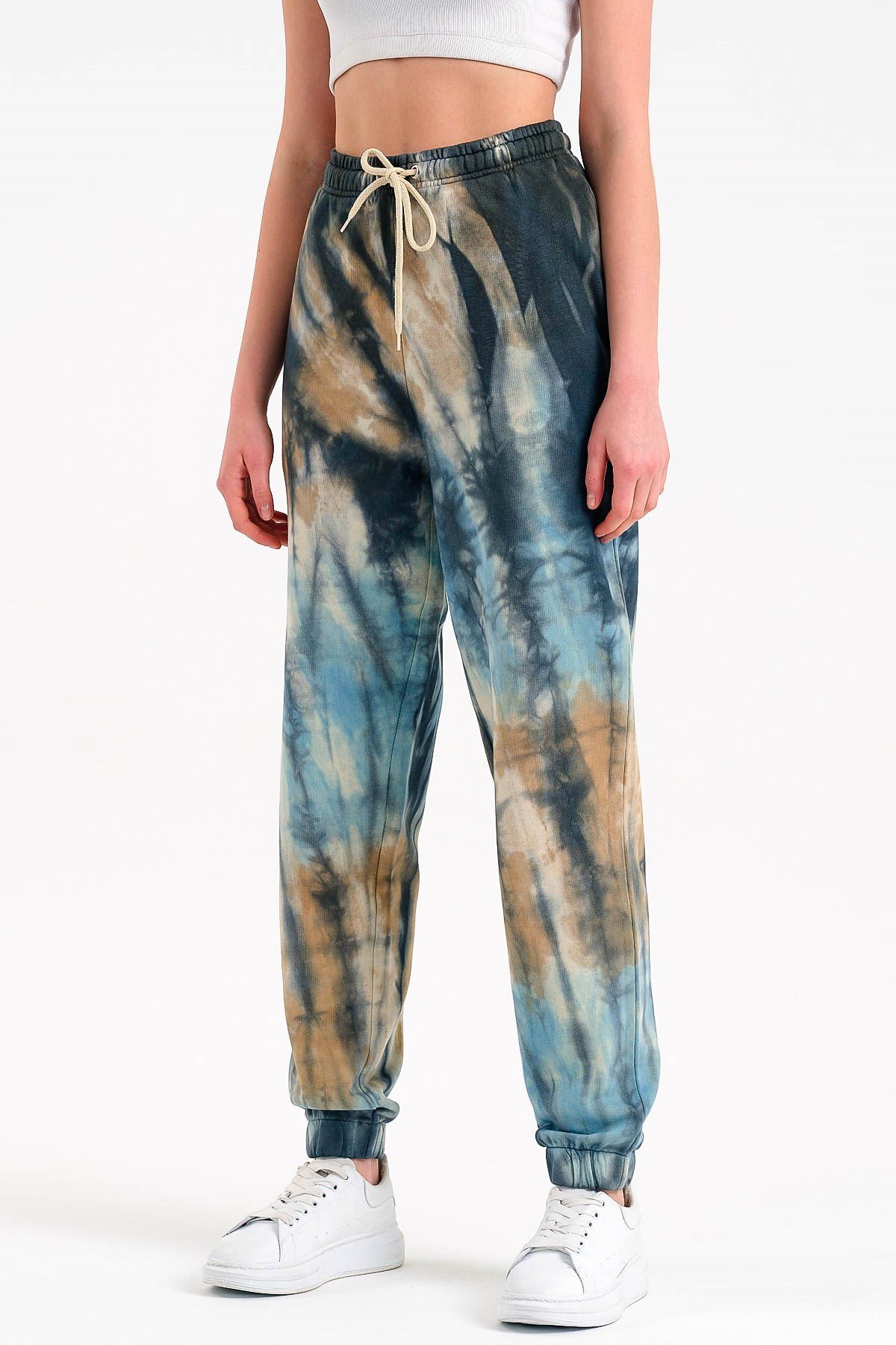 Batik Yıkamalı Kahverengi Kadın Eşofman Altı