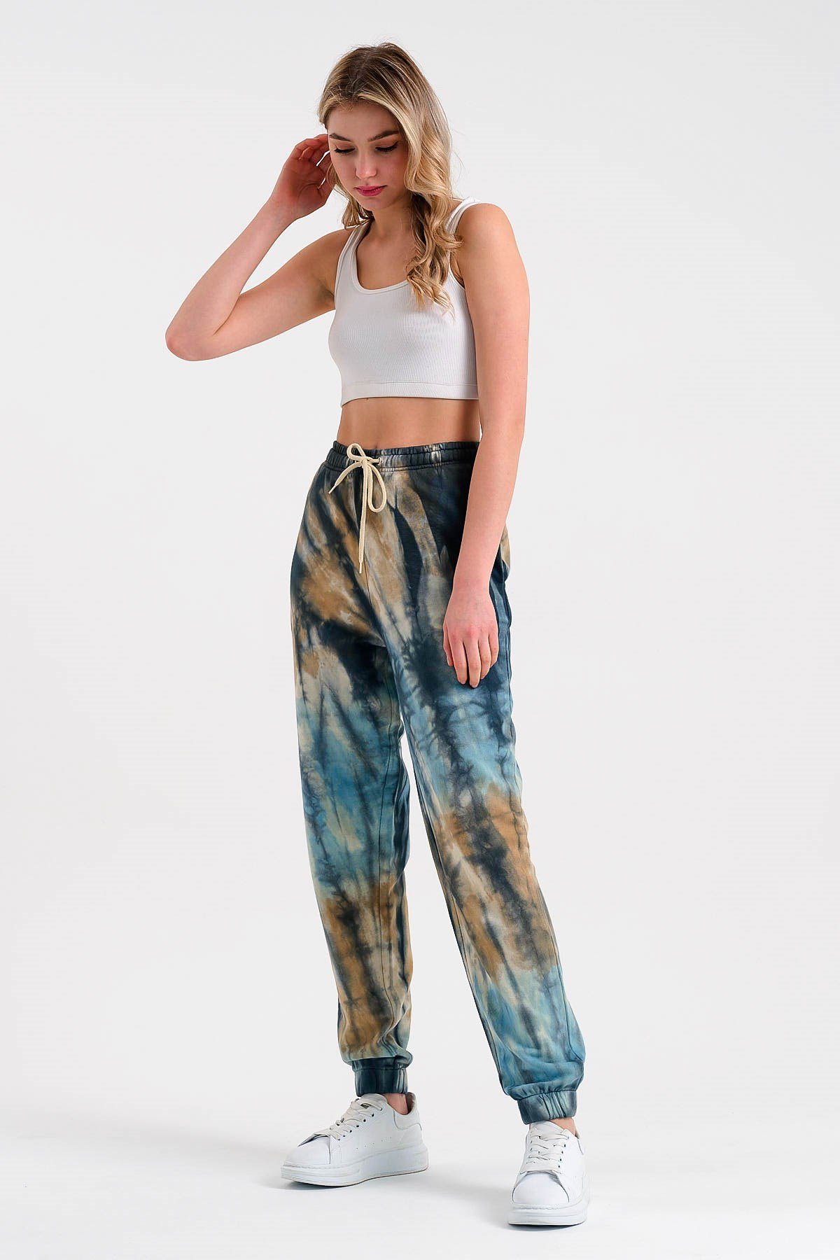 Batik Yıkamalı Kahverengi Kadın Eşofman Altı