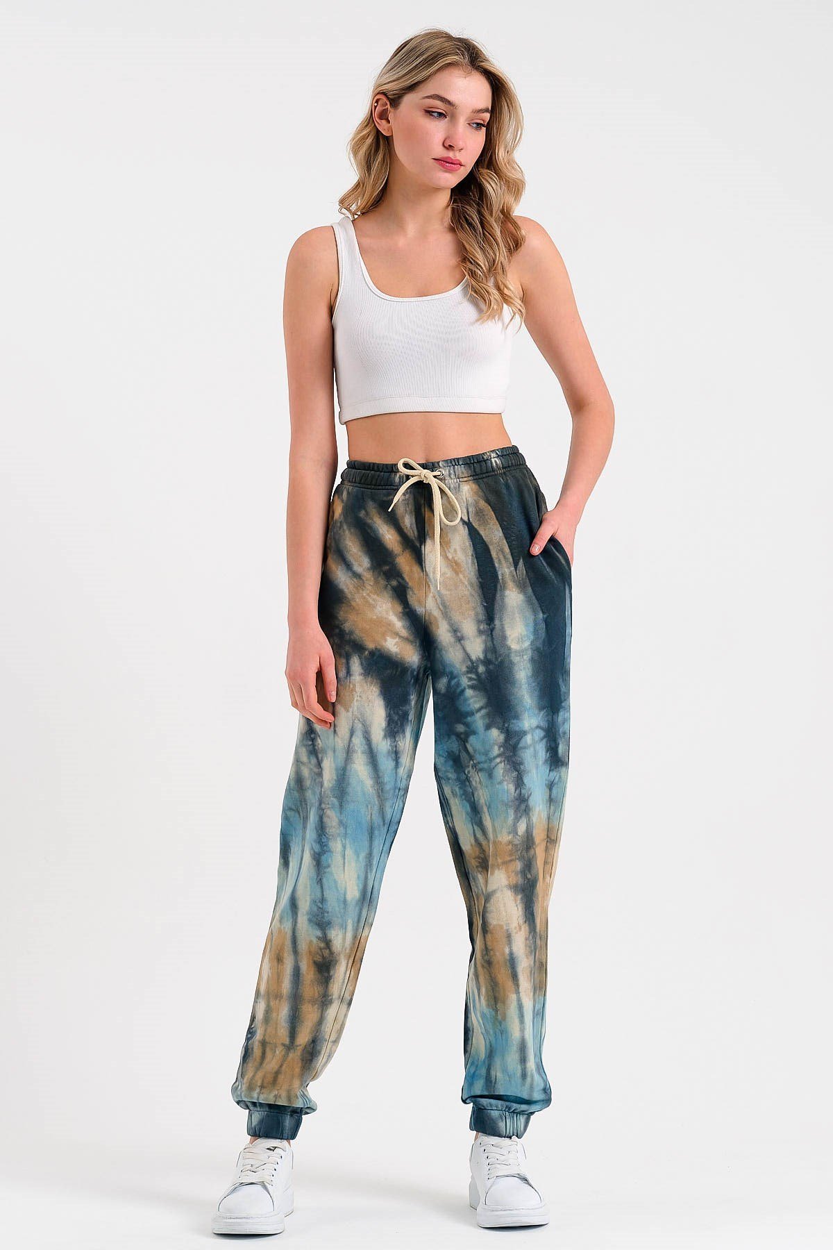 Batik Yıkamalı Kahverengi Kadın Eşofman Altı