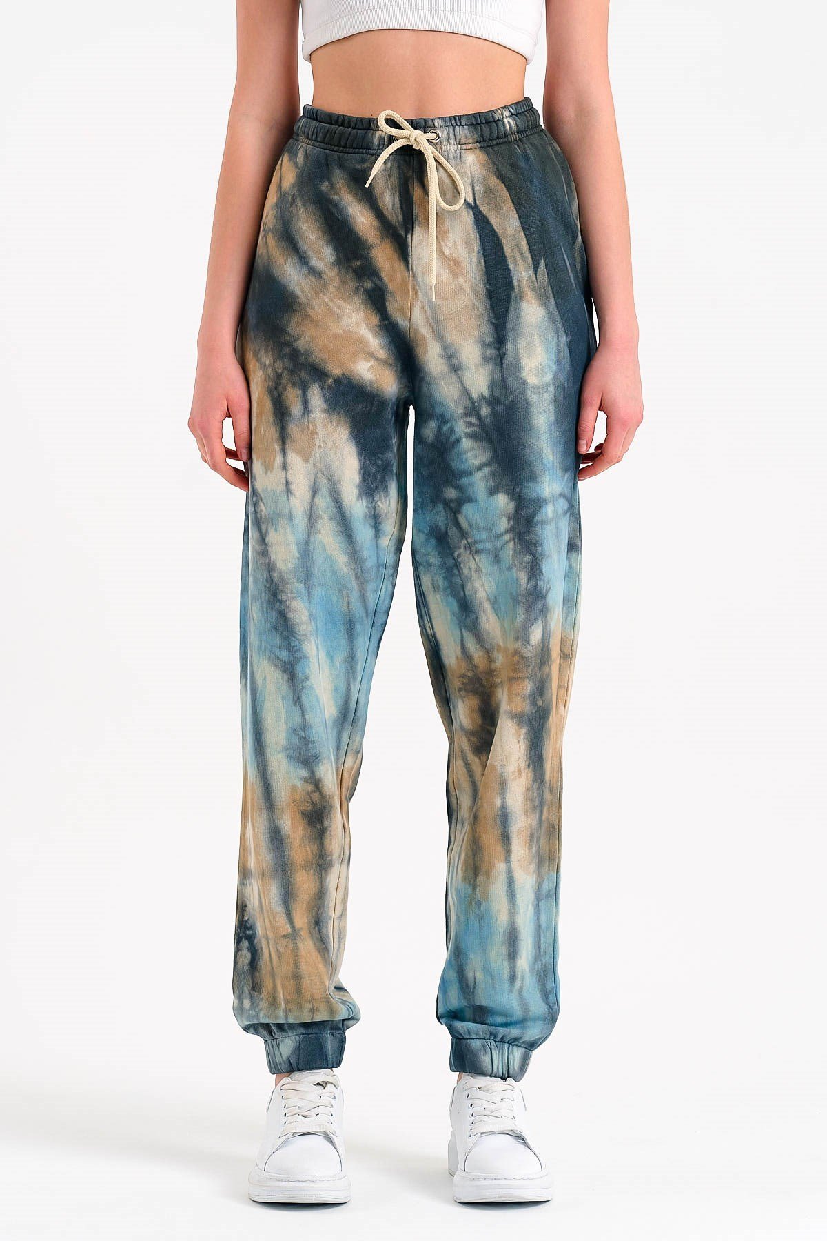 Batik Yıkamalı Kahverengi Kadın Eşofman Altı