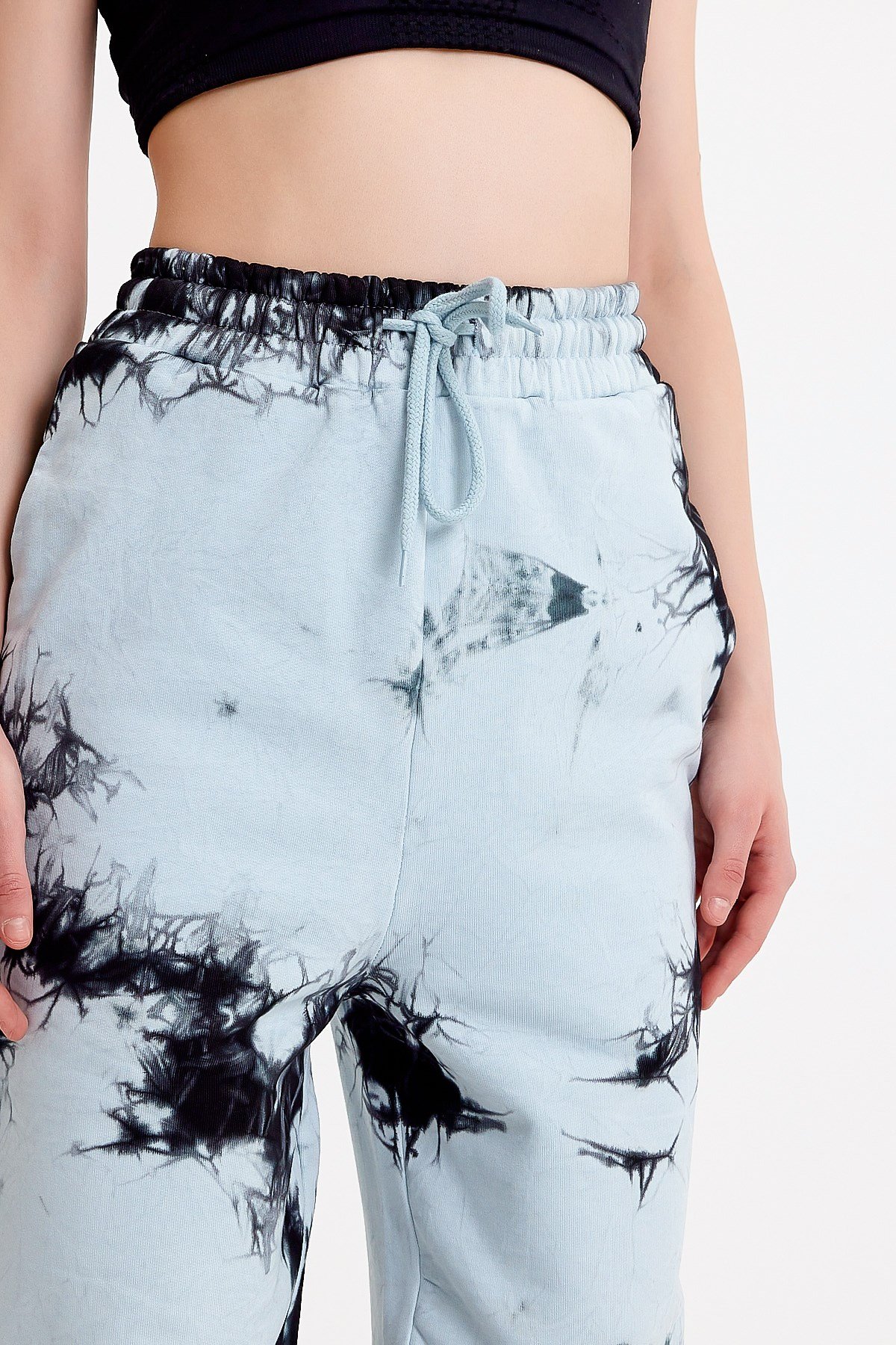 Batik Yıkamalı Mavi Kadın Eşofman Altı