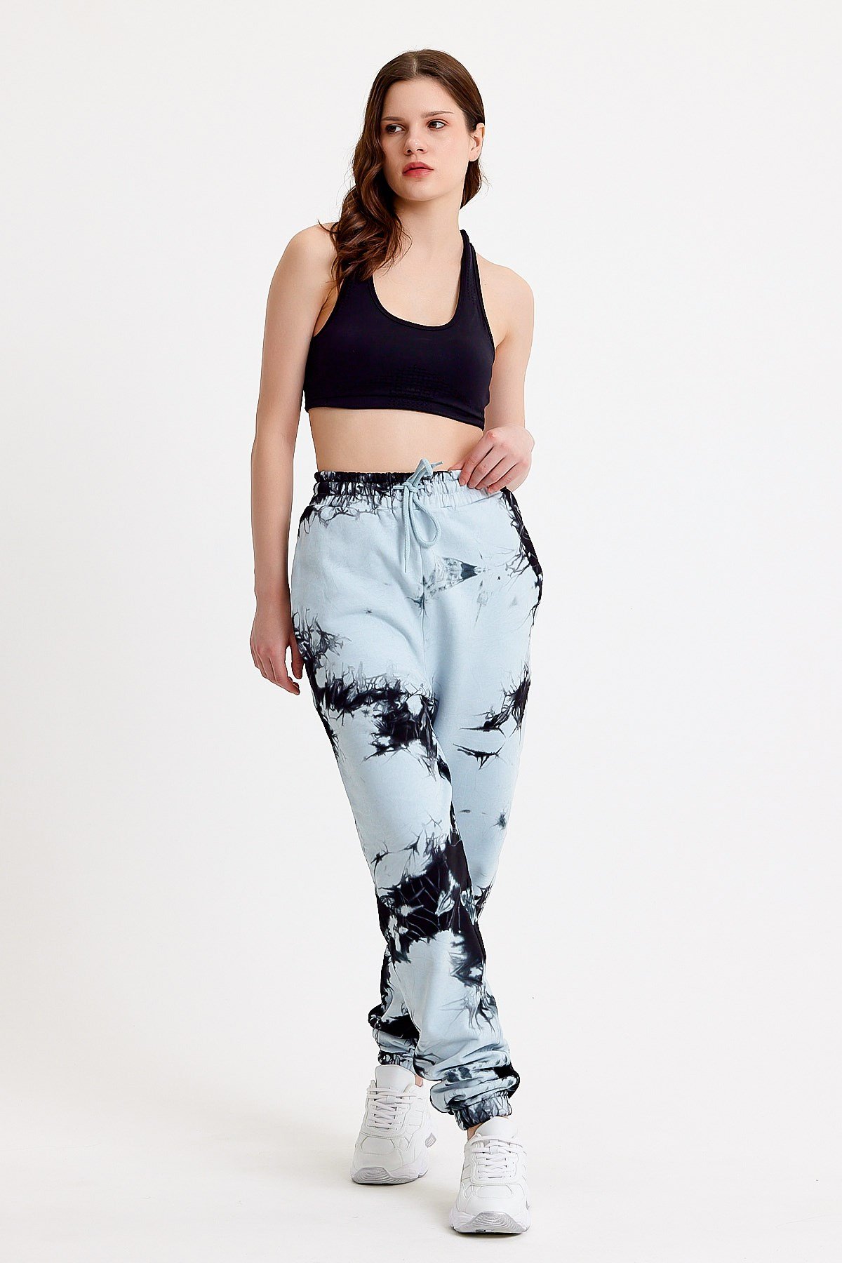 Batik Yıkamalı Mavi Kadın Eşofman Altı