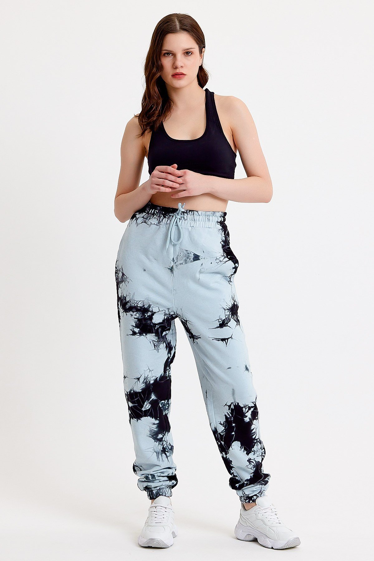 Batik Yıkamalı Mavi Kadın Eşofman Altı