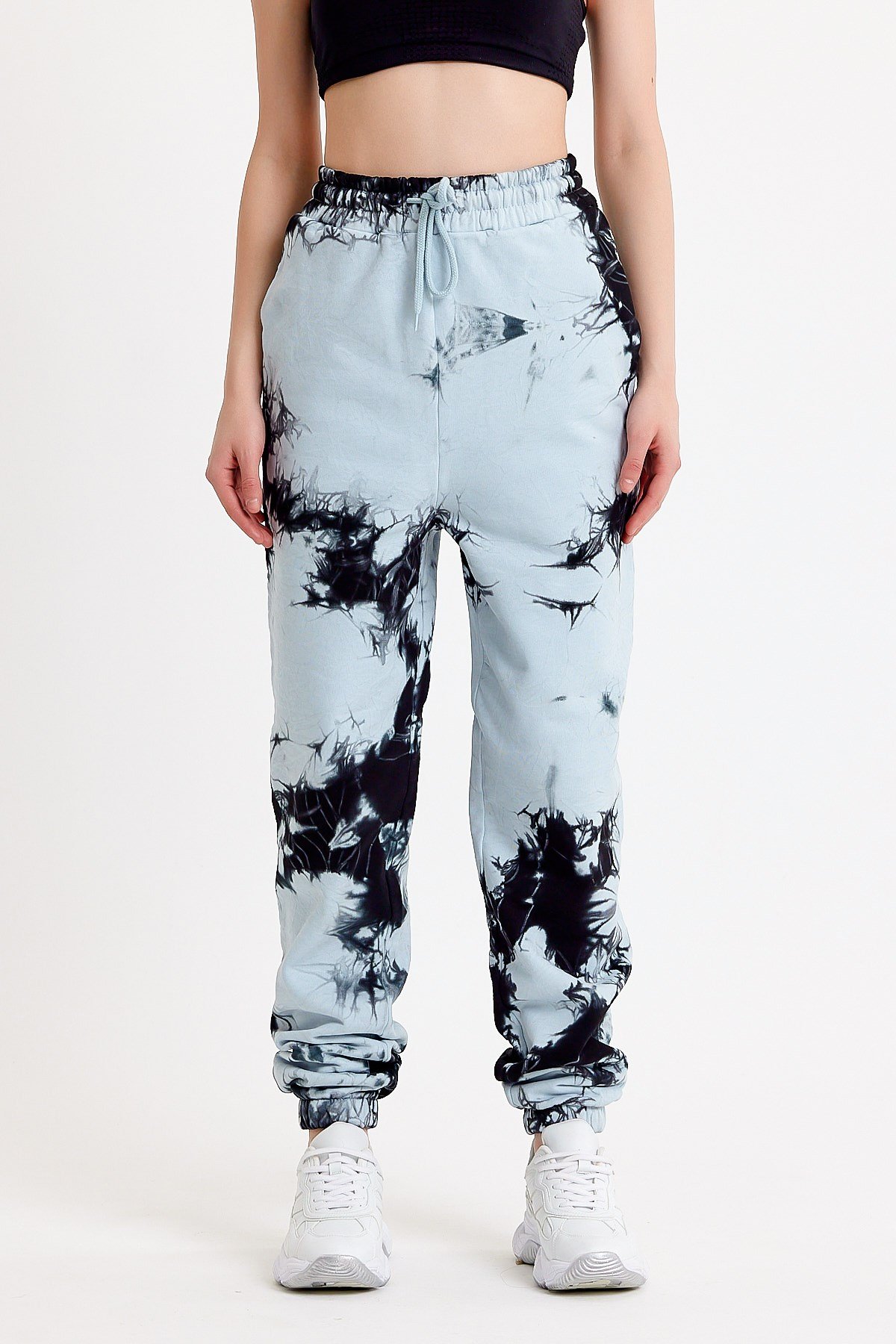 Batik Yıkamalı Mavi Kadın Eşofman Altı