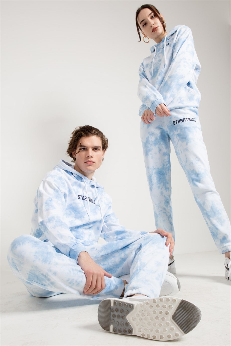 Batik Yıkamalı Mavi Oversize Erkek Eşofman Altı