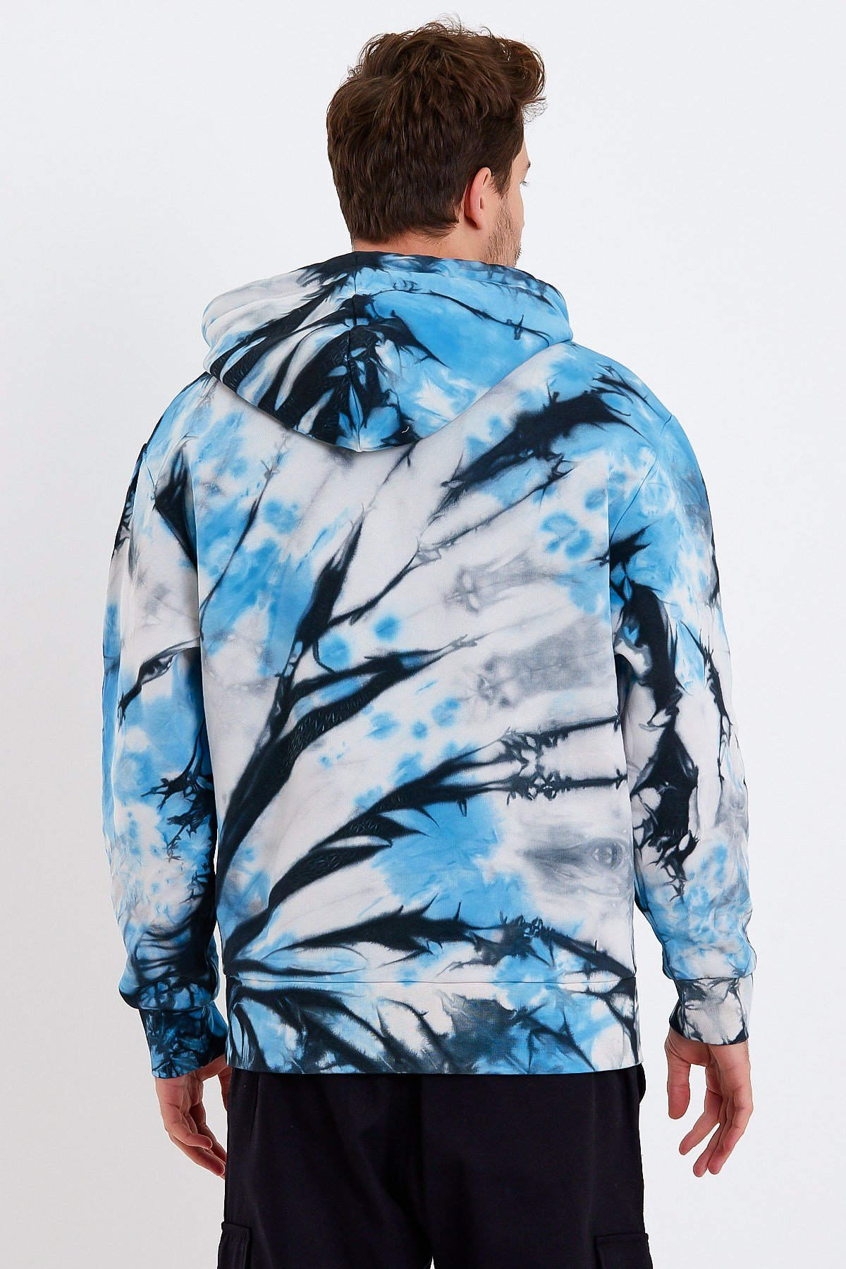 Batik Yıkamalı Mavi Oversize Erkek Sweatshirt